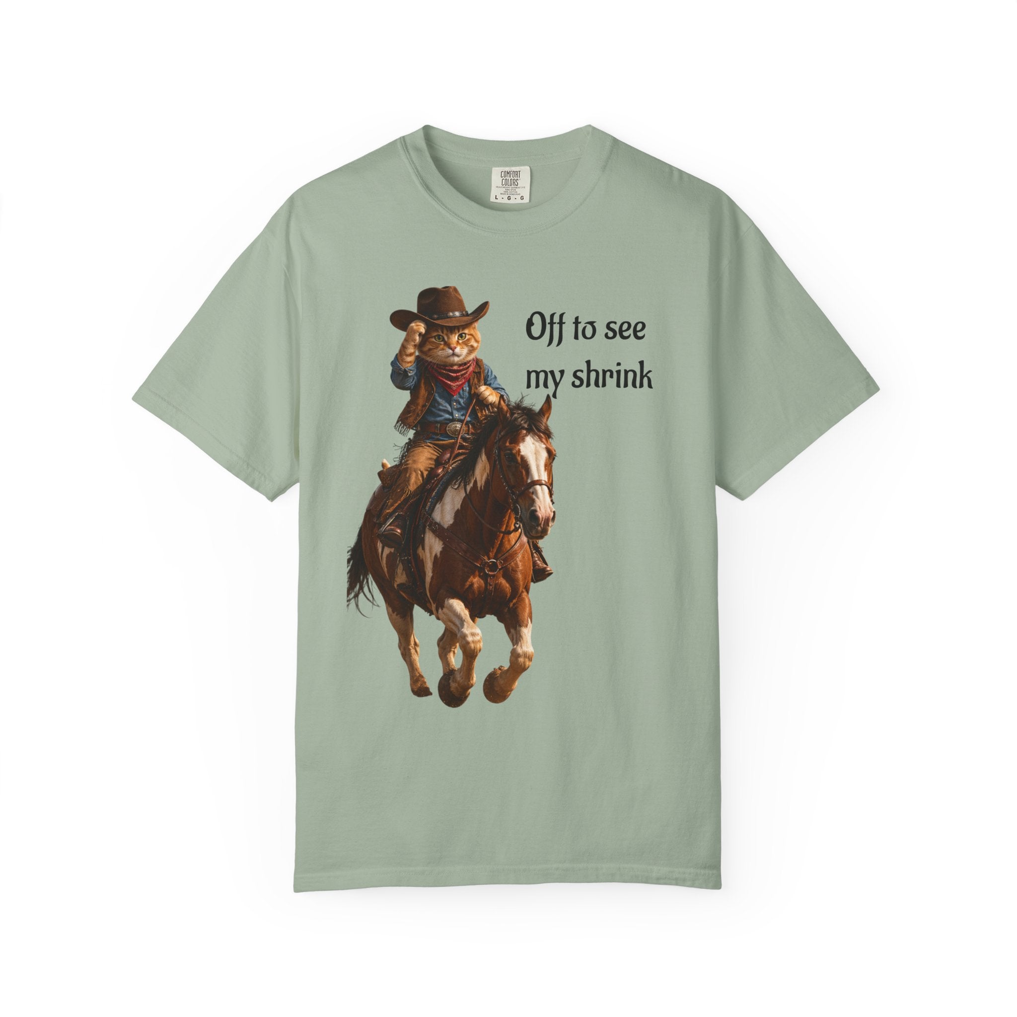 Cowboy Cat Riding Horse  Western Tee Humor - Wear it on trail rides and Casual Outings