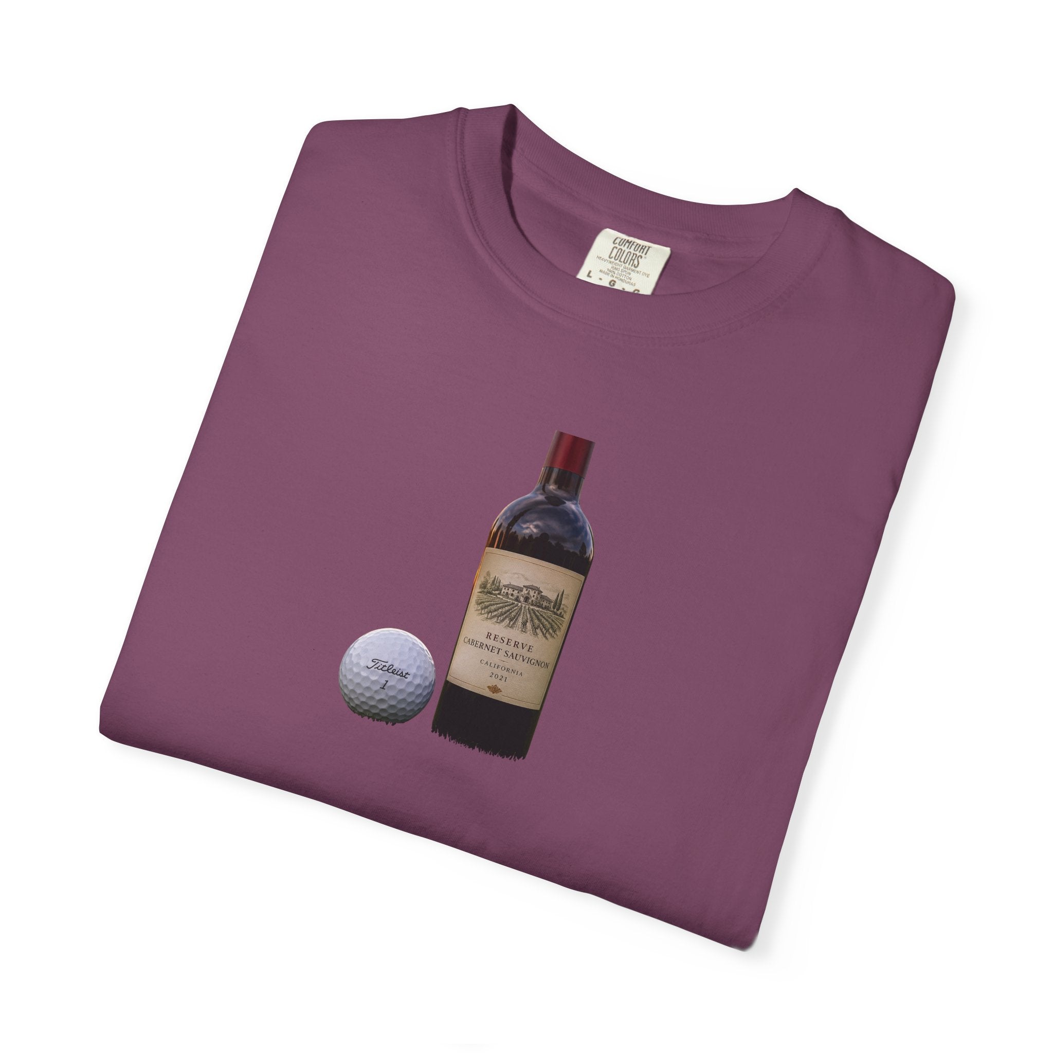Golf & Wine Bottle T-Shirt Graphic - Perfect for Relaxing Evenings & Backyard Dinners, Late Night Conversations & Cozy Gatherings