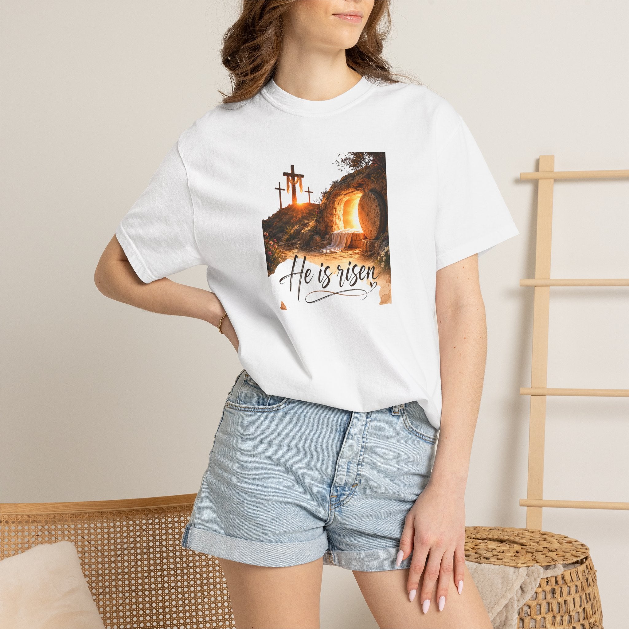 He Is Risen T-Shirt - a wearable reminder of hope and new beginnings.  Wear it to sunrise services, family gatherings,