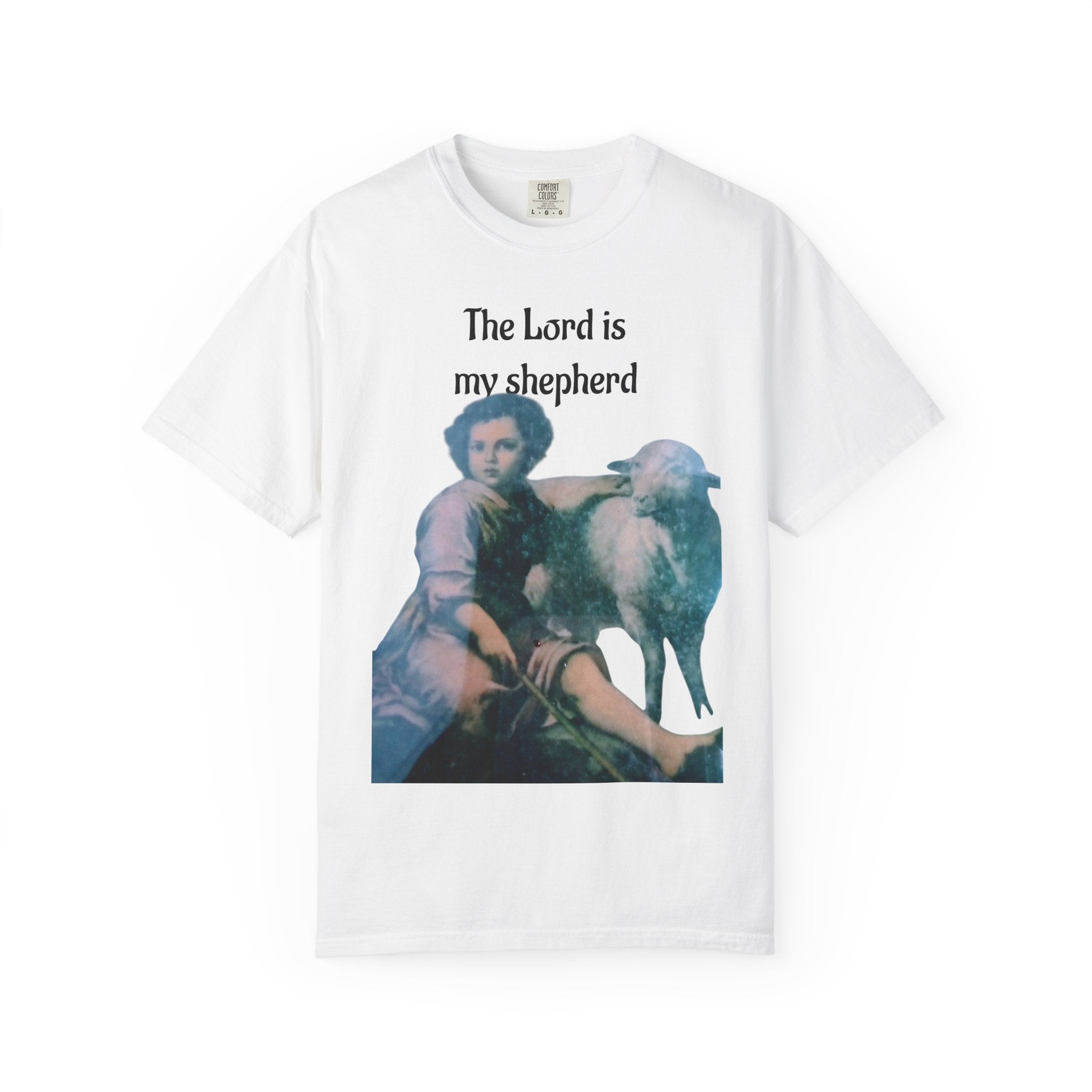 Child Jesus as Shepherd - Gothic T-Shirt with Simple & Expressive Design - Embrace a unique blend of faith and style