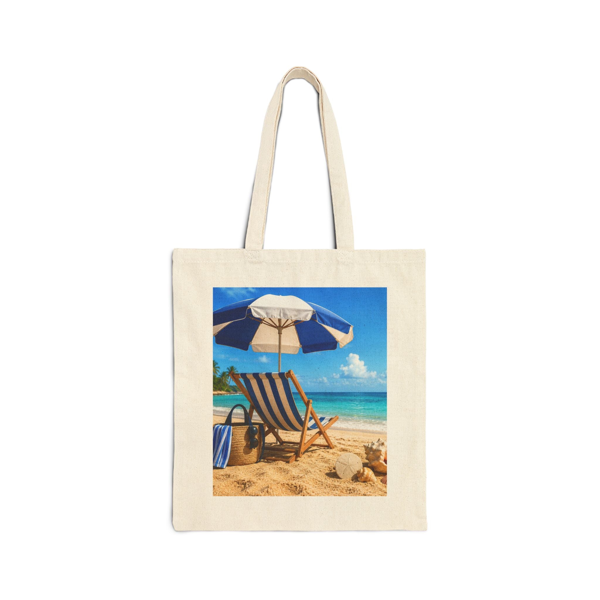 Canvas Tote Bag Cotton with Beach Beach View - Perfect Summer Accessory - Stylish Eco-Friendly Carryall