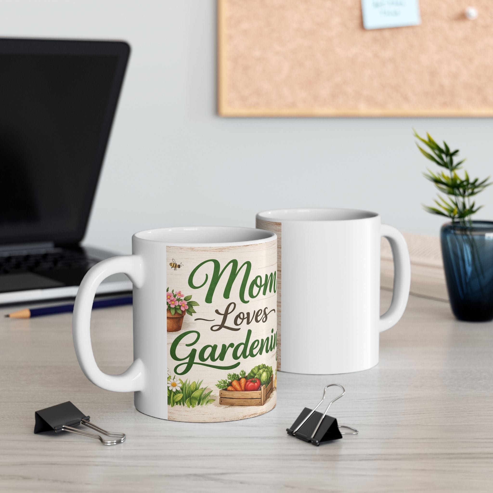 "Mom Loves Gardening" Ceramic Coffee Cup, Perfect Gift for Mom who Loves Gardening