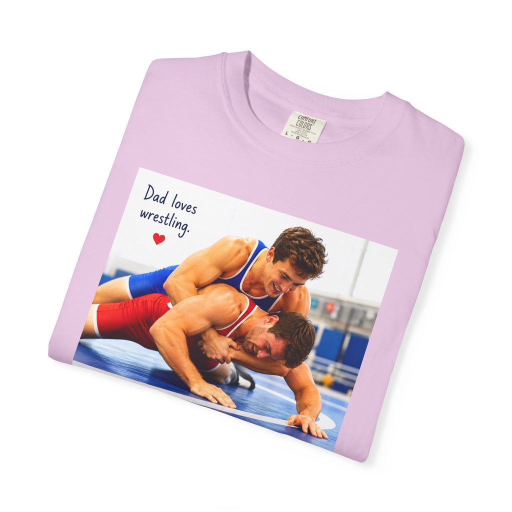 Dad Loves Wrestling Graphic T-Shirt - Sport Tee for Playful Athletes Fans and for Casual Wear