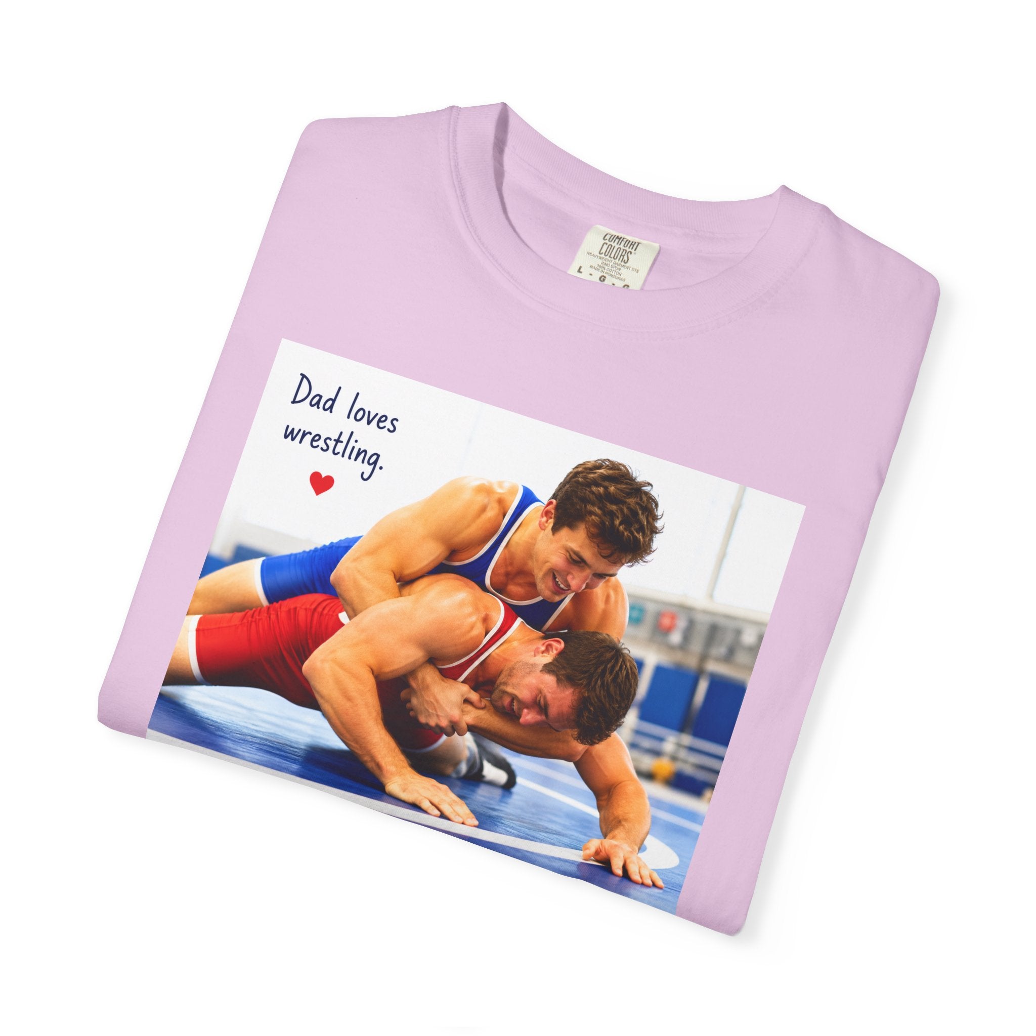 Dad Loves Wrestling Graphic T-Shirt - Sport Tee for Playful Athletes Fans and for Casual Wear