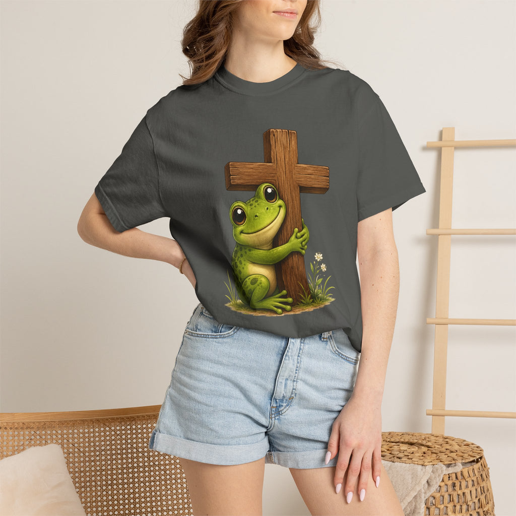 Adorable Frog & Cross Design - Adds a Touch of Fun and Faith to your wardrobe - For Frog Lovers