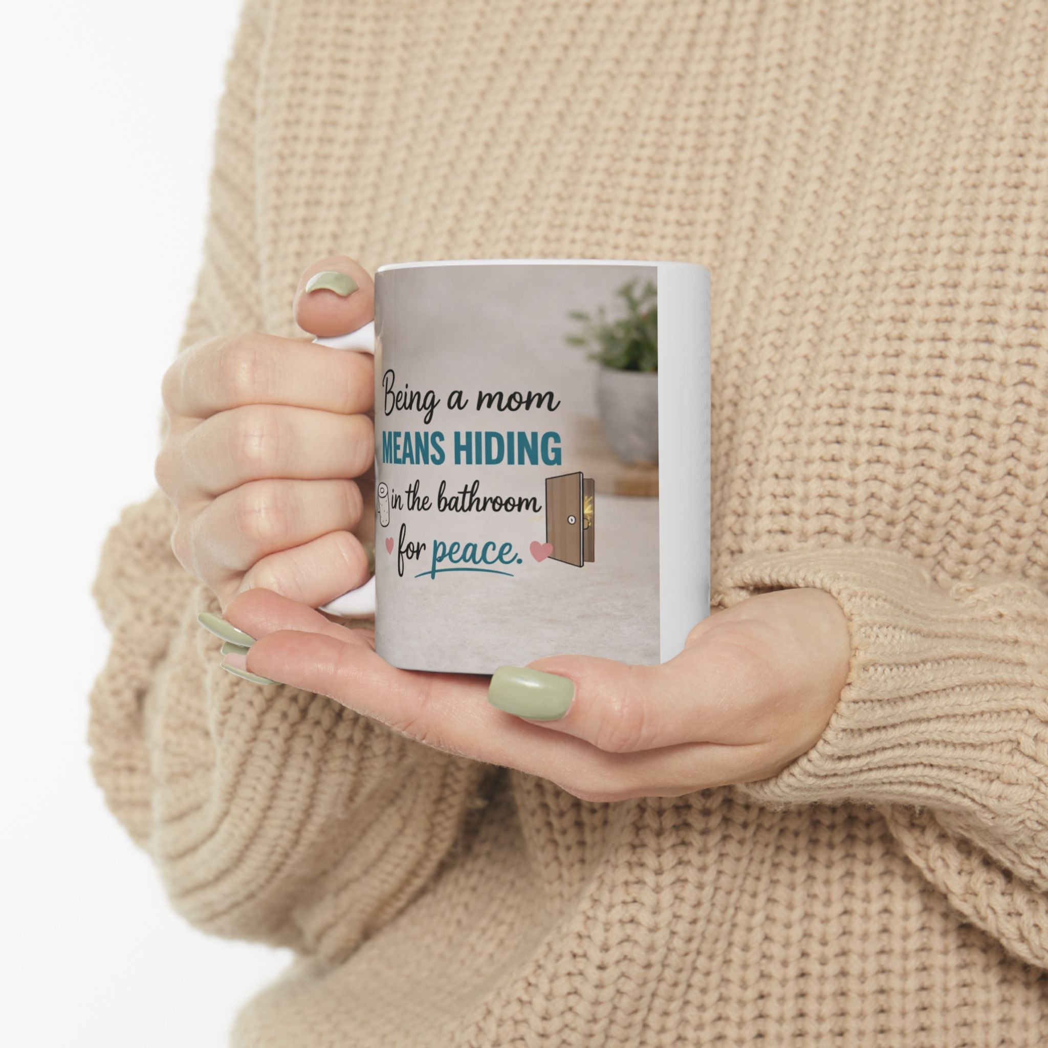 Mom Funny Mug - Reminds Her to Breathe Between Tasks. ‘Be Calm, Not Napping"