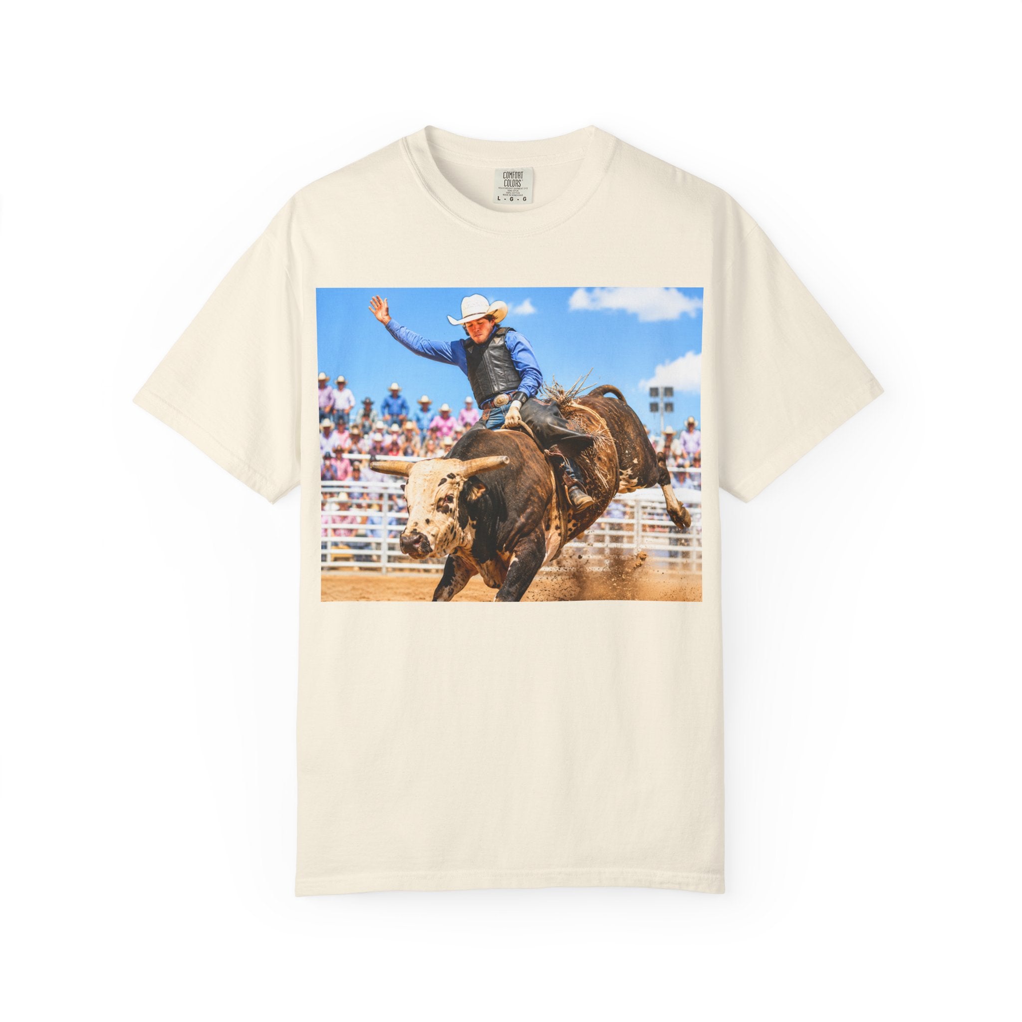 Bull Riding Rodeo Photo T-Shirt -  Experience the Rush in Style Cheerleading from Stands