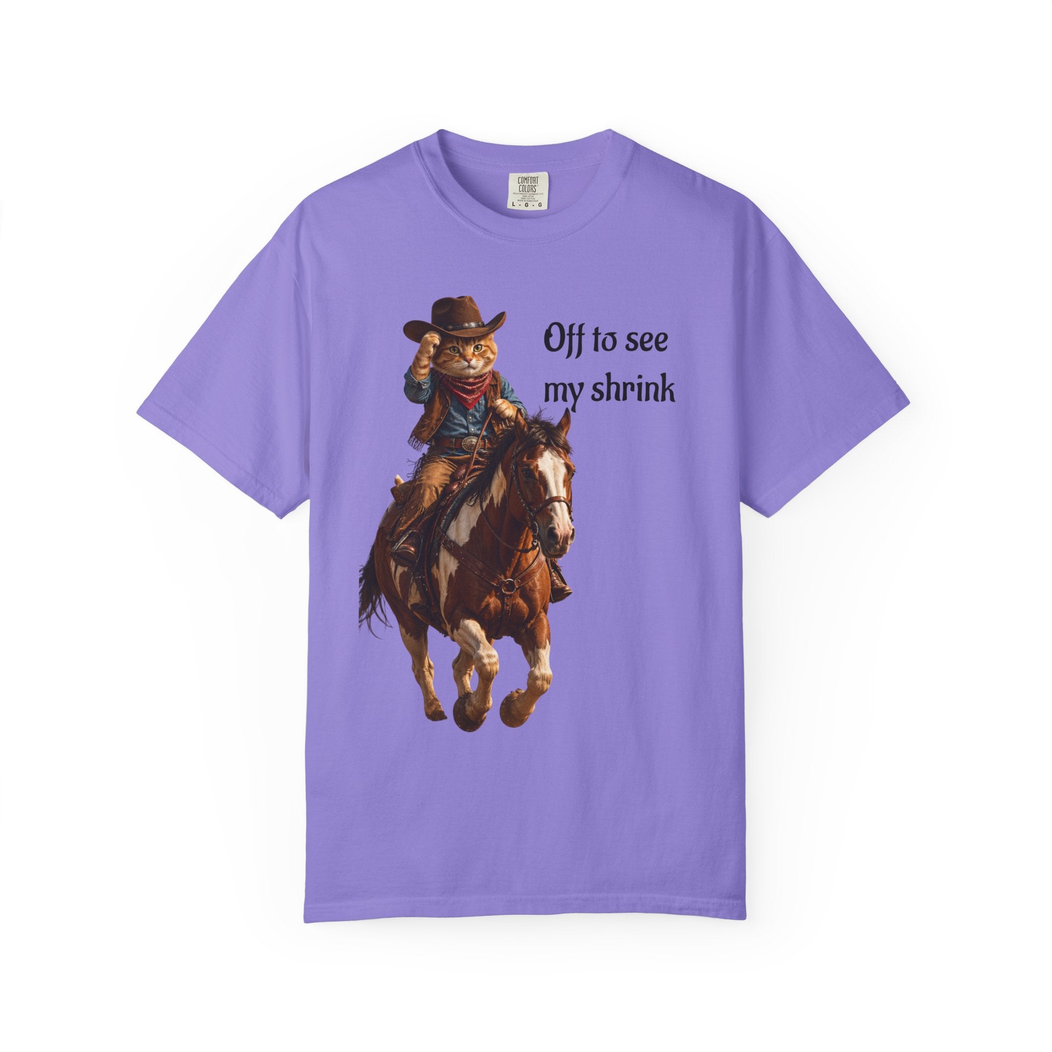 Cowboy Cat Riding Horse  Western Tee Humor - Wear it on trail rides and Casual Outings