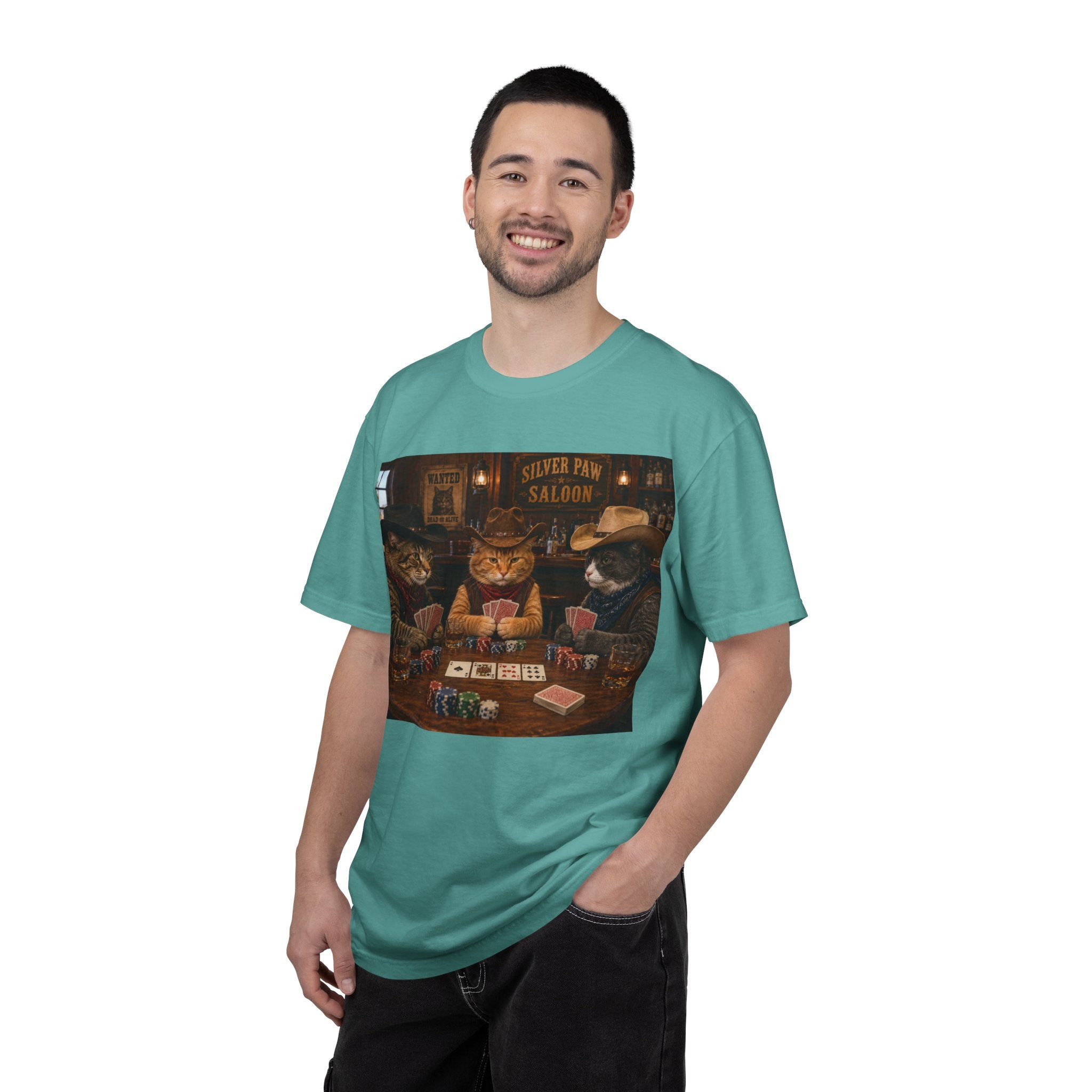 Cowboy Cats Poker Night T-Shirt - 'Gents Poker' Graphic Tee for Fun Conversations -  Perfect Tee for Laughs & Card Games