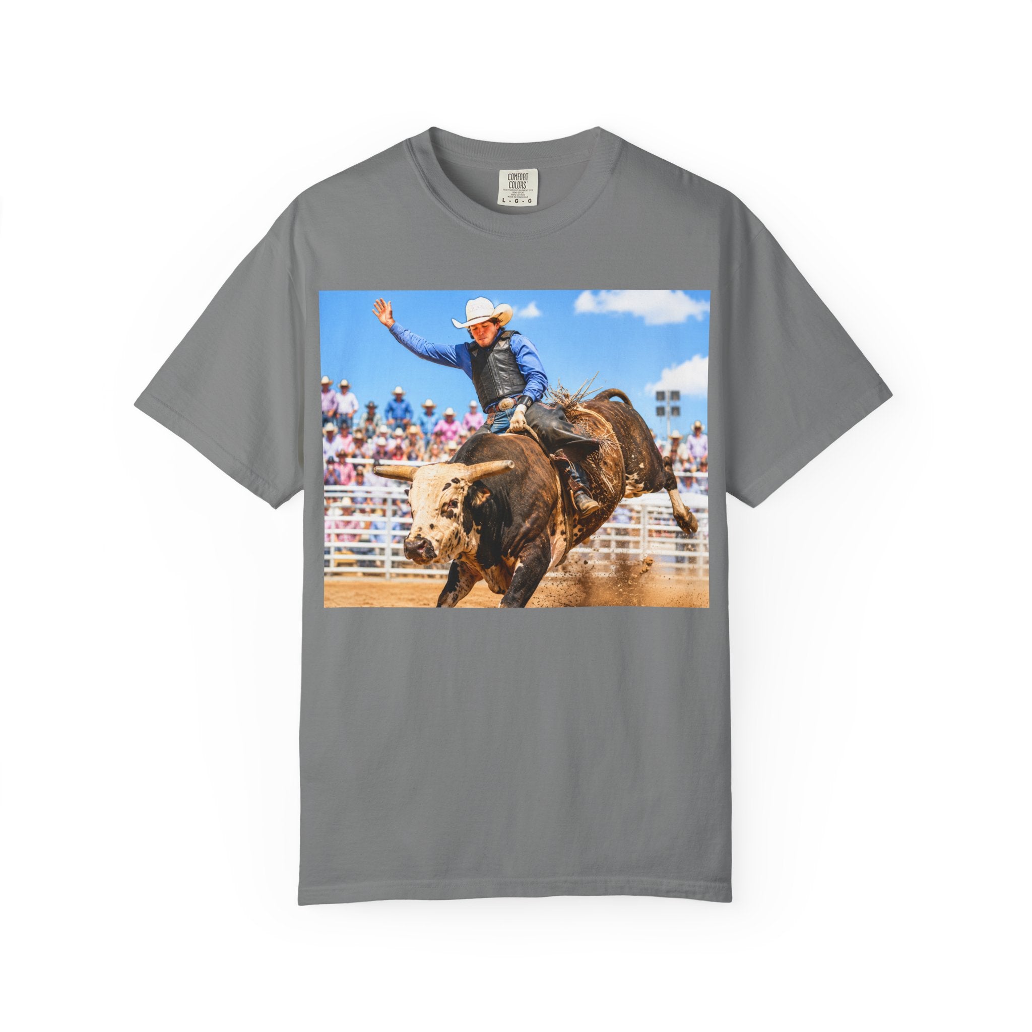 Bull Riding Rodeo Photo T-Shirt -  Experience the Rush in Style Cheerleading from Stands