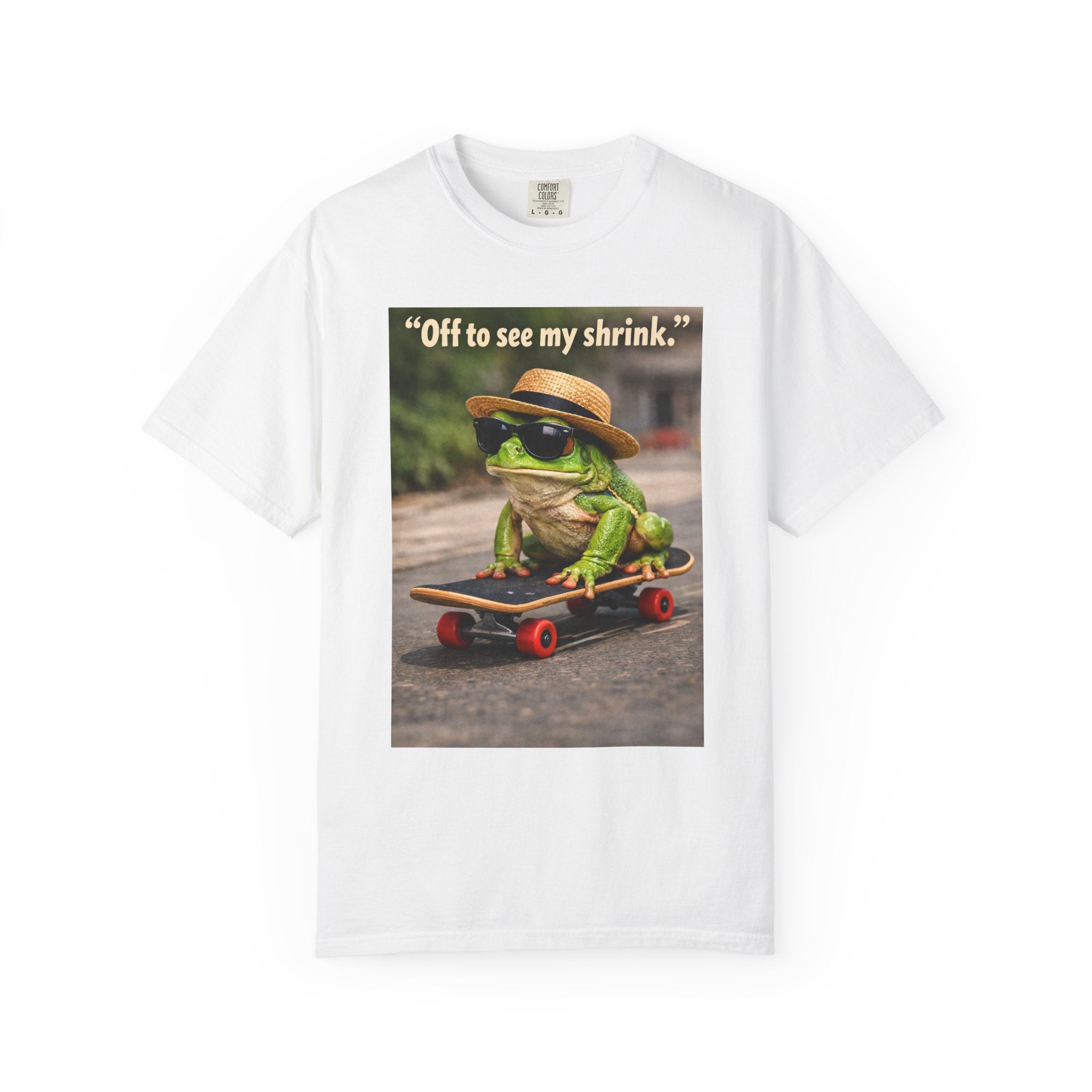 Frog on Skateboard T-Shirt — "Off to see my shrink." Vintage Skate Frog Tee