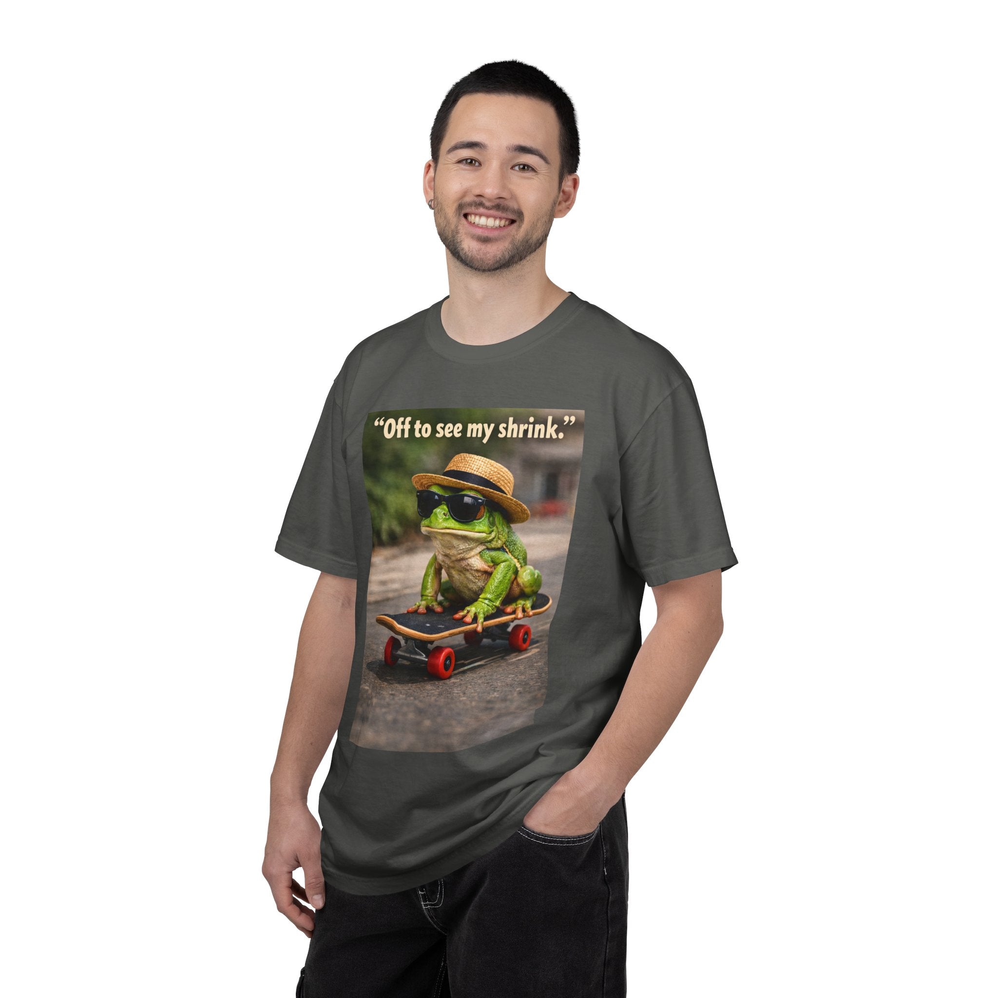 Frog on Skateboard T-Shirt — "Off to see my shrink." Vintage Skate Frog Tee
