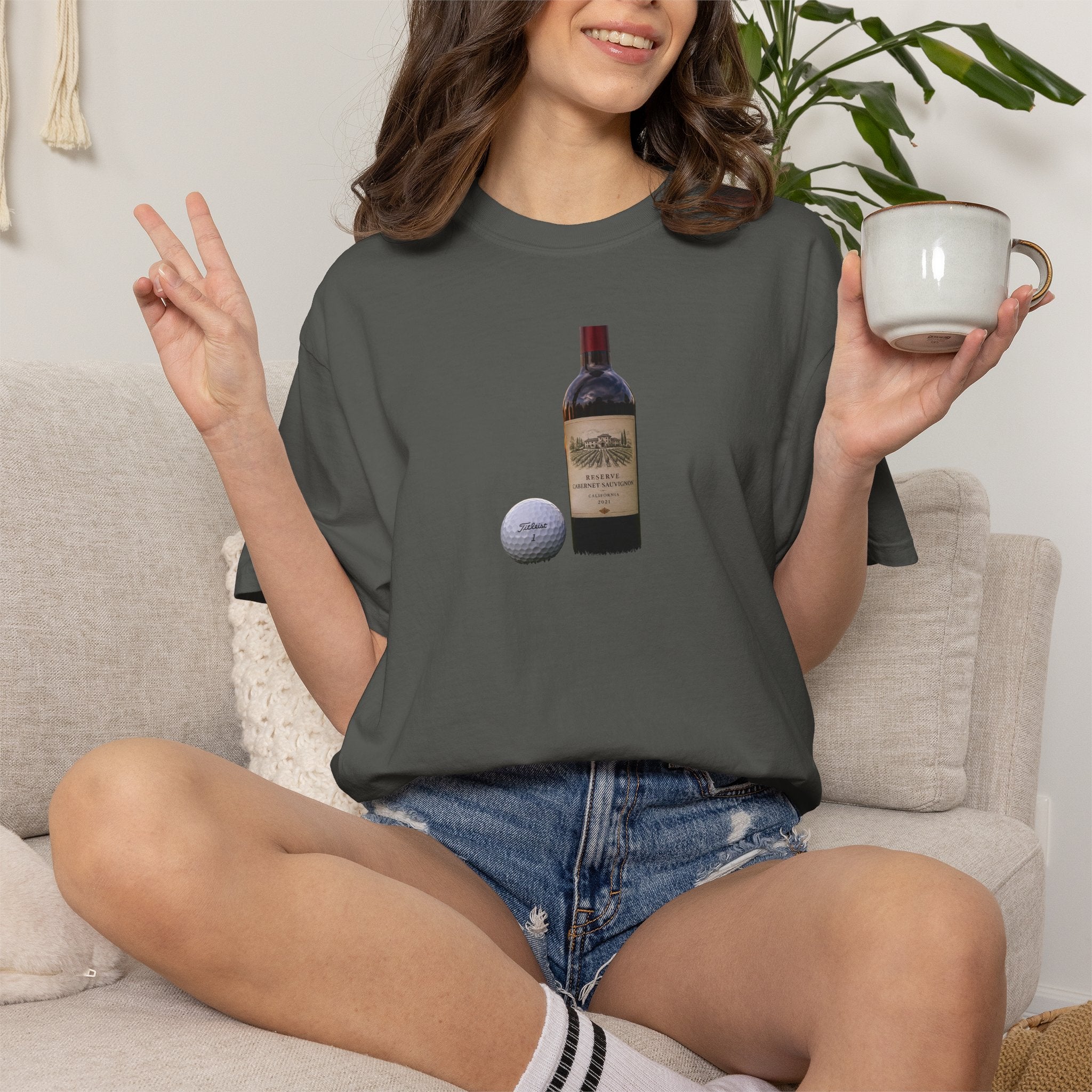 Golf & Wine Bottle T-Shirt Graphic - Perfect for Relaxing Evenings & Backyard Dinners, Late Night Conversations & Cozy Gatherings