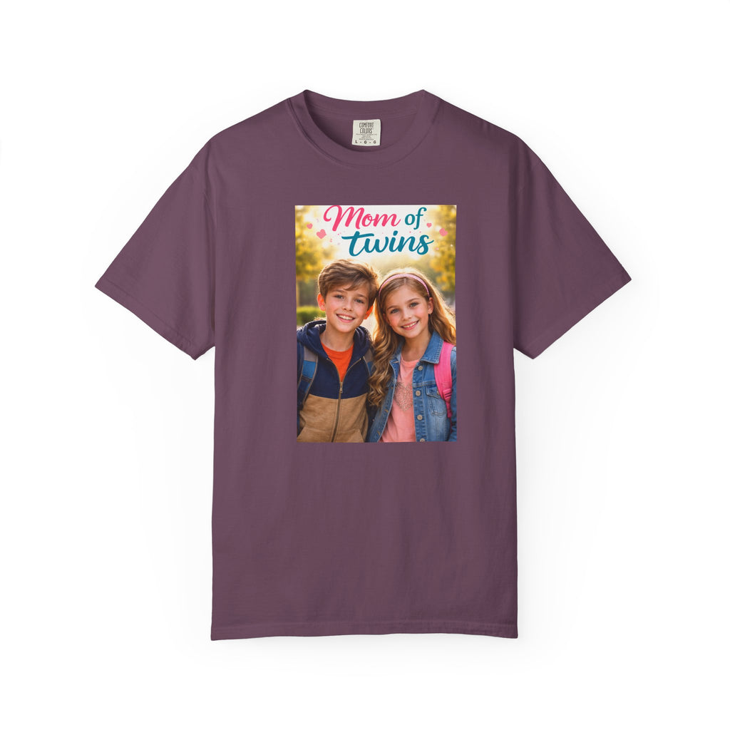 T-Shirt — “Mom of Twins” Photo Tee (Personalized Family Gift) - A Quiet Celebration of Family Life During School Runs