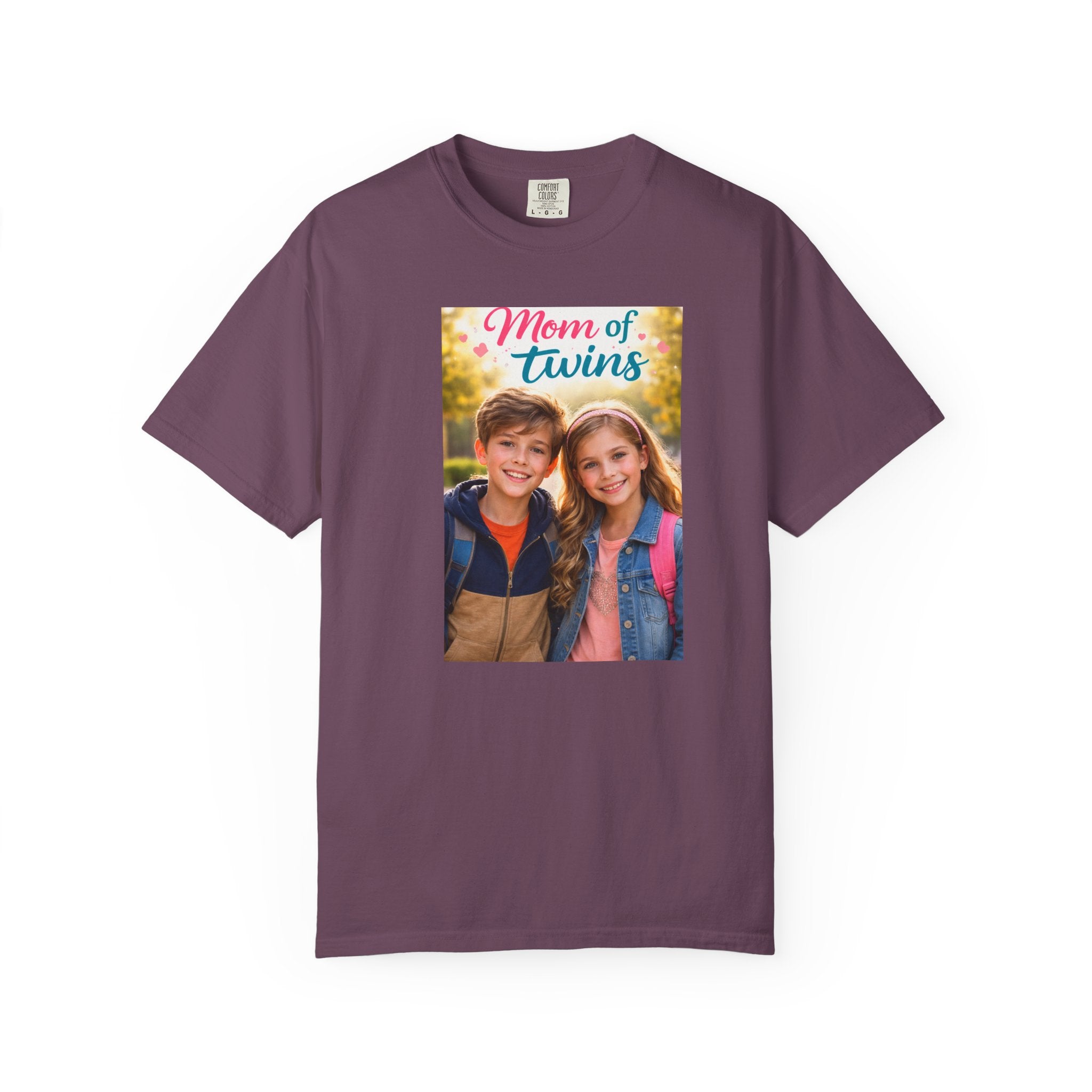 T-Shirt — “Mom of Twins” Photo Tee (Personalized Family Gift) - A Quiet Celebration of Family Life During School Runs