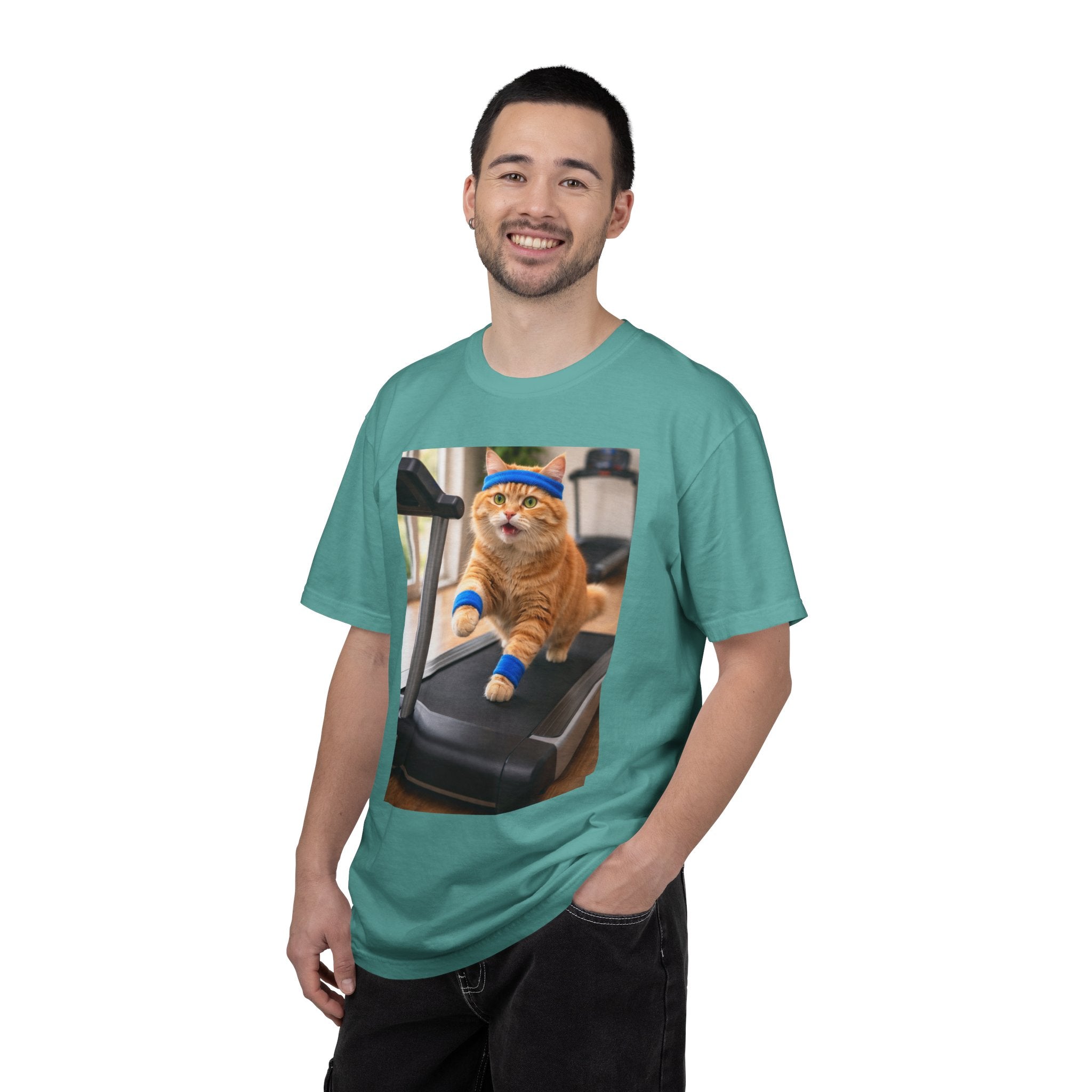 Cat on Treadmill T-Shirt — Funny Gym Cat Photo Tee - Wear it to lounge, run errands, or pair with layers for casual days when comfort and character matter