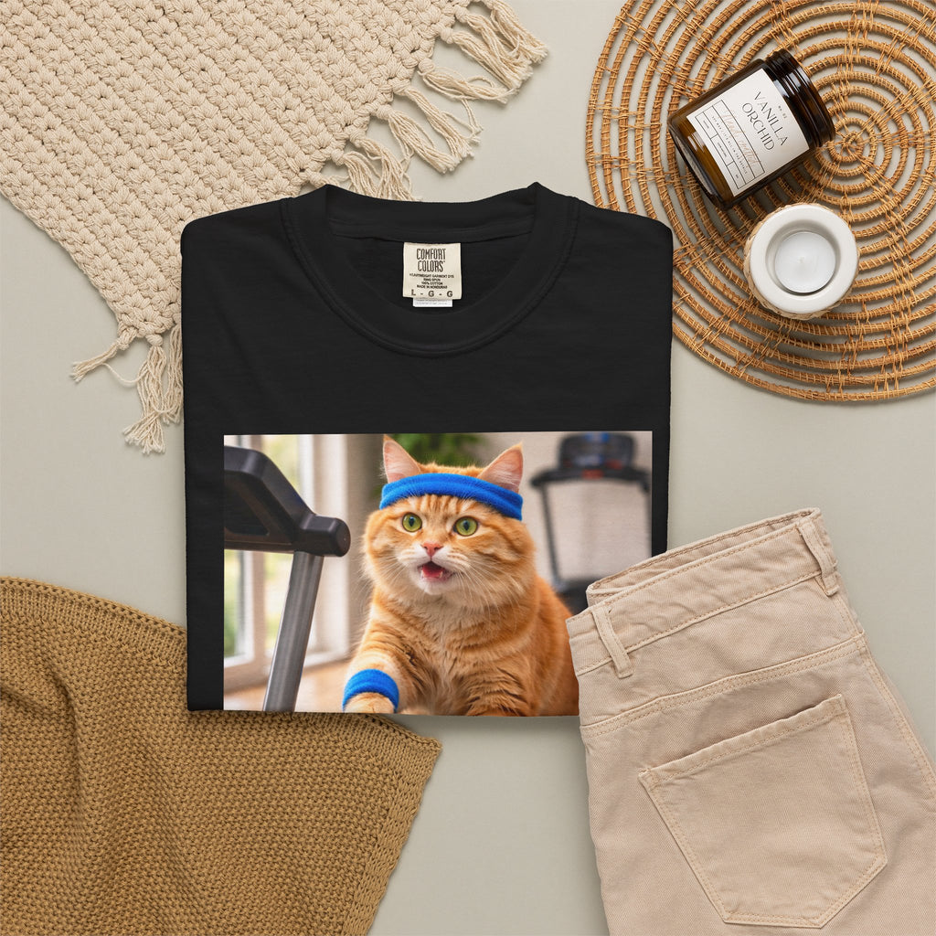 Cat on Treadmill T-Shirt — Funny Gym Cat Photo Tee - Wear it to lounge, run errands, or pair with layers for casual days when comfort and character matter