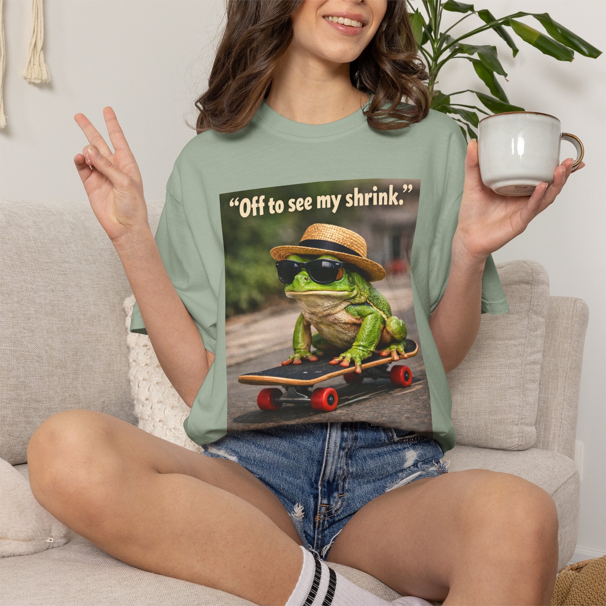 Frog on Skateboard T-Shirt — "Off to see my shrink." Vintage Skate Frog Tee