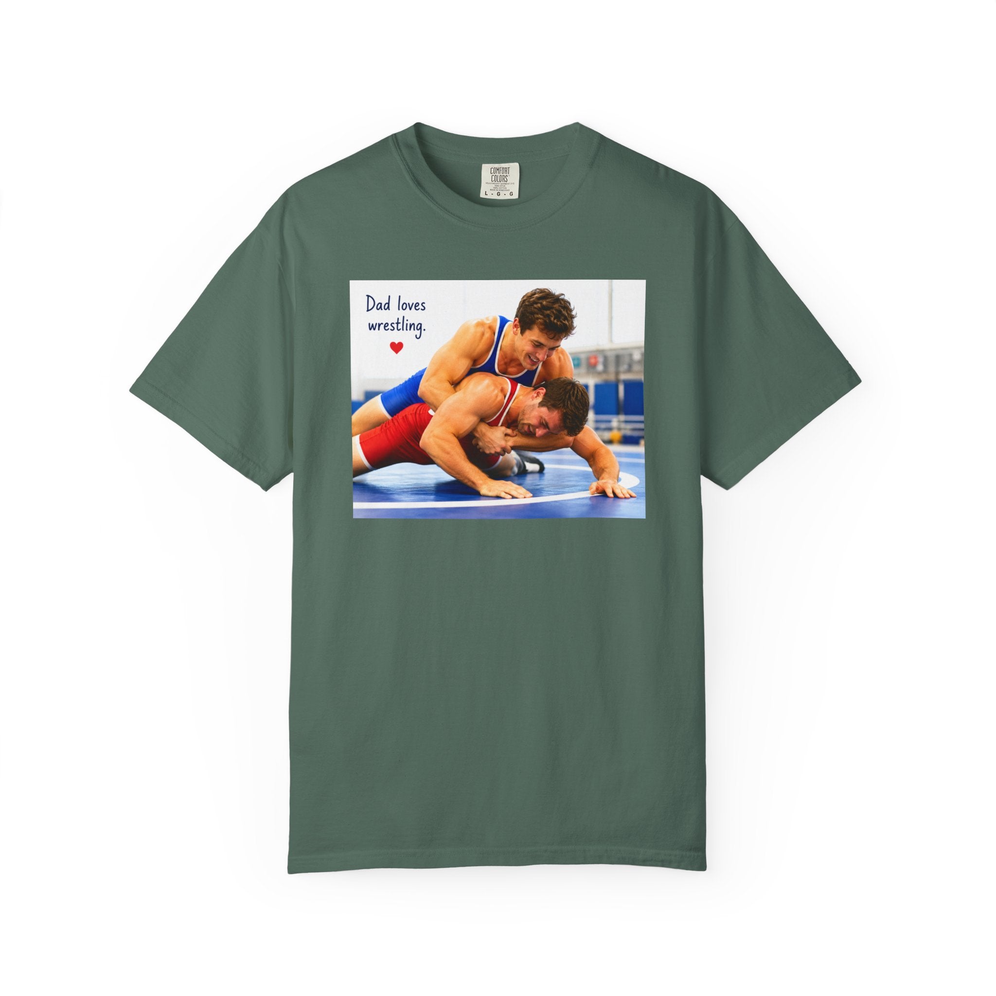Dad Loves Wrestling Graphic T-Shirt - Sport Tee for Playful Athletes Fans and for Casual Wear