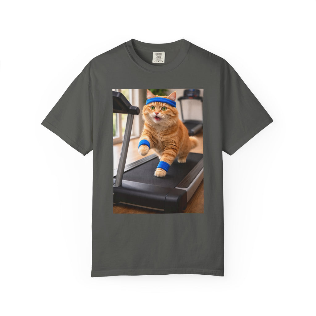 Cat on Treadmill T-Shirt — Funny Gym Cat Photo Tee - Wear it to lounge, run errands, or pair with layers for casual days when comfort and character matter