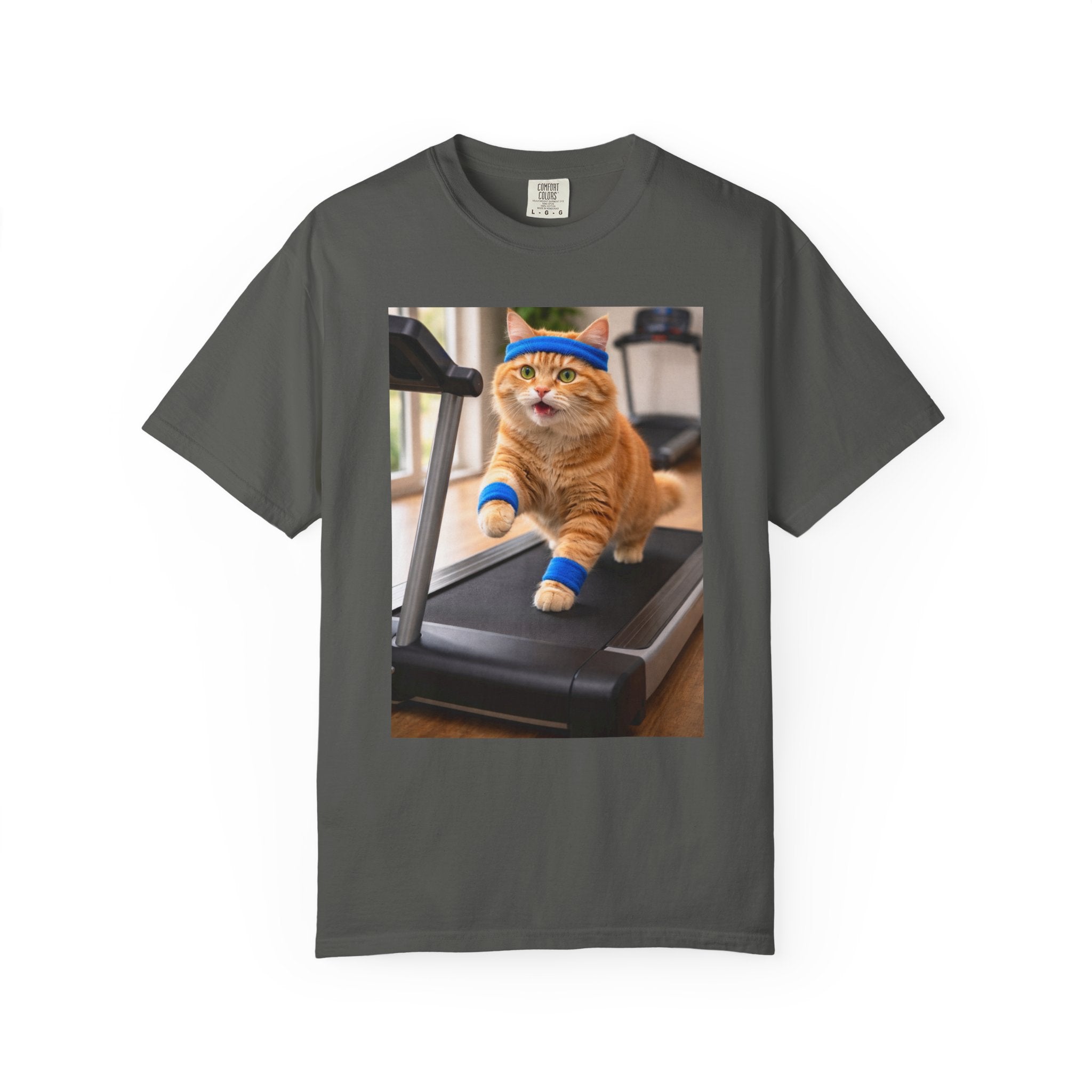 Cat on Treadmill T-Shirt — Funny Gym Cat Photo Tee - Wear it to lounge, run errands, or pair with layers for casual days when comfort and character matter