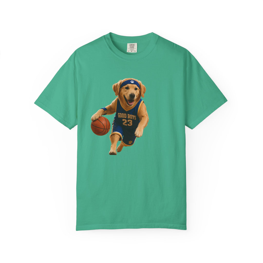 Jersey Pup Graphic Tee - Adorable Dog Playing Basketball for Sports Lovers, for Game Days & Weekend Hangouts