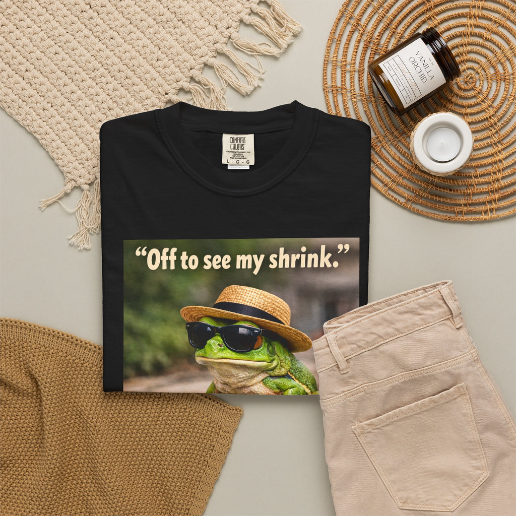Frog on Skateboard T-Shirt — "Off to see my shrink." Vintage Skate Frog Tee