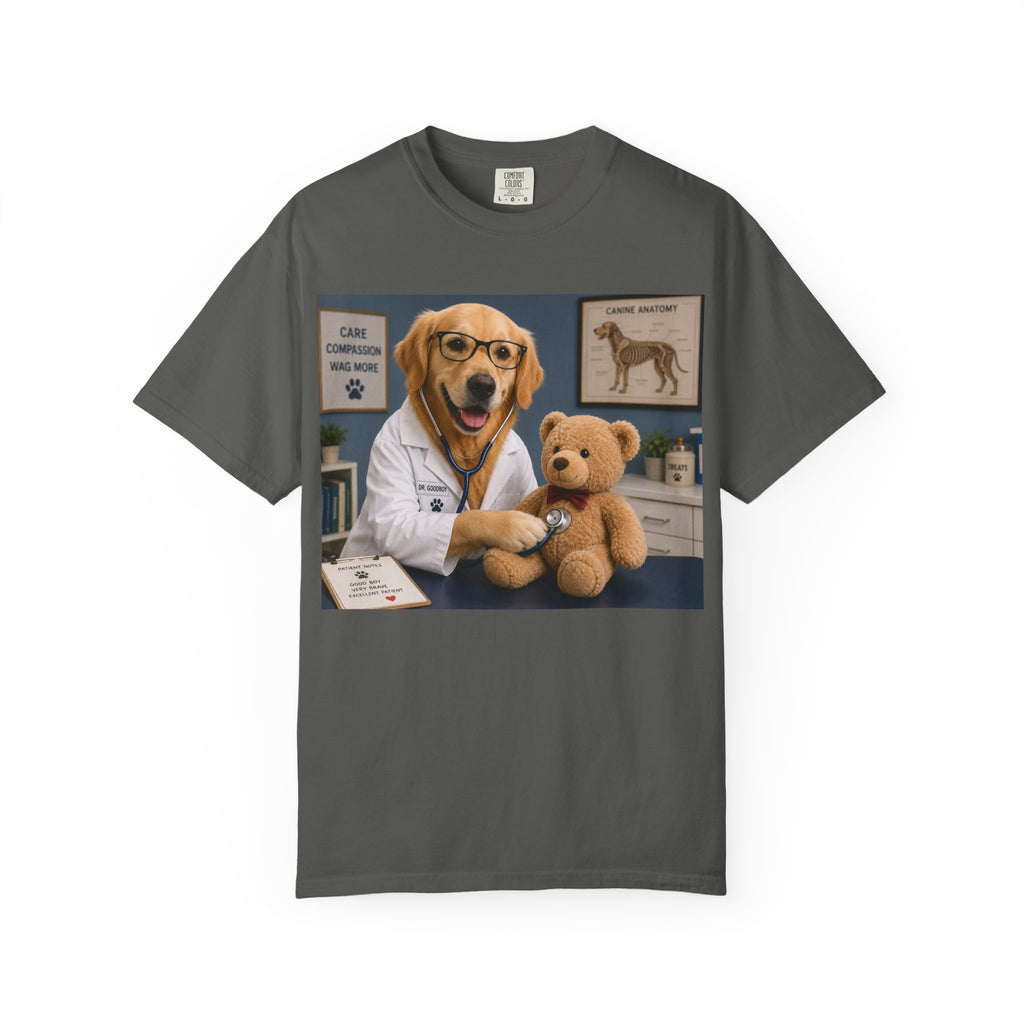 Unisex Garment-Dyed T-shirt - Adorable Dog Doctor T-Shirt | Fun Graphic Treating Teddy Bear, perfect for young animal lovers