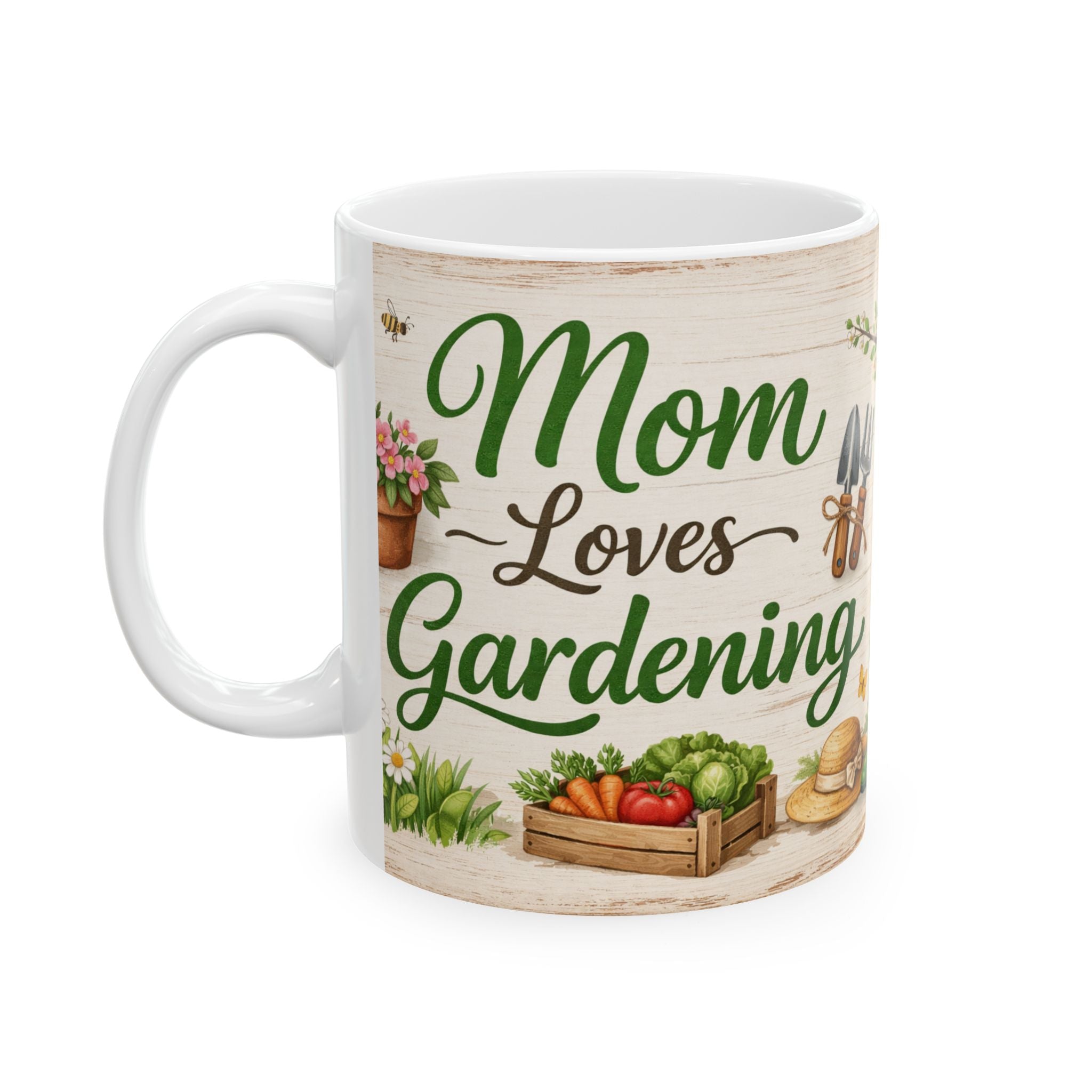 "Mom Loves Gardening" Ceramic Coffee Cup, Perfect Gift for Mom who Loves Gardening
