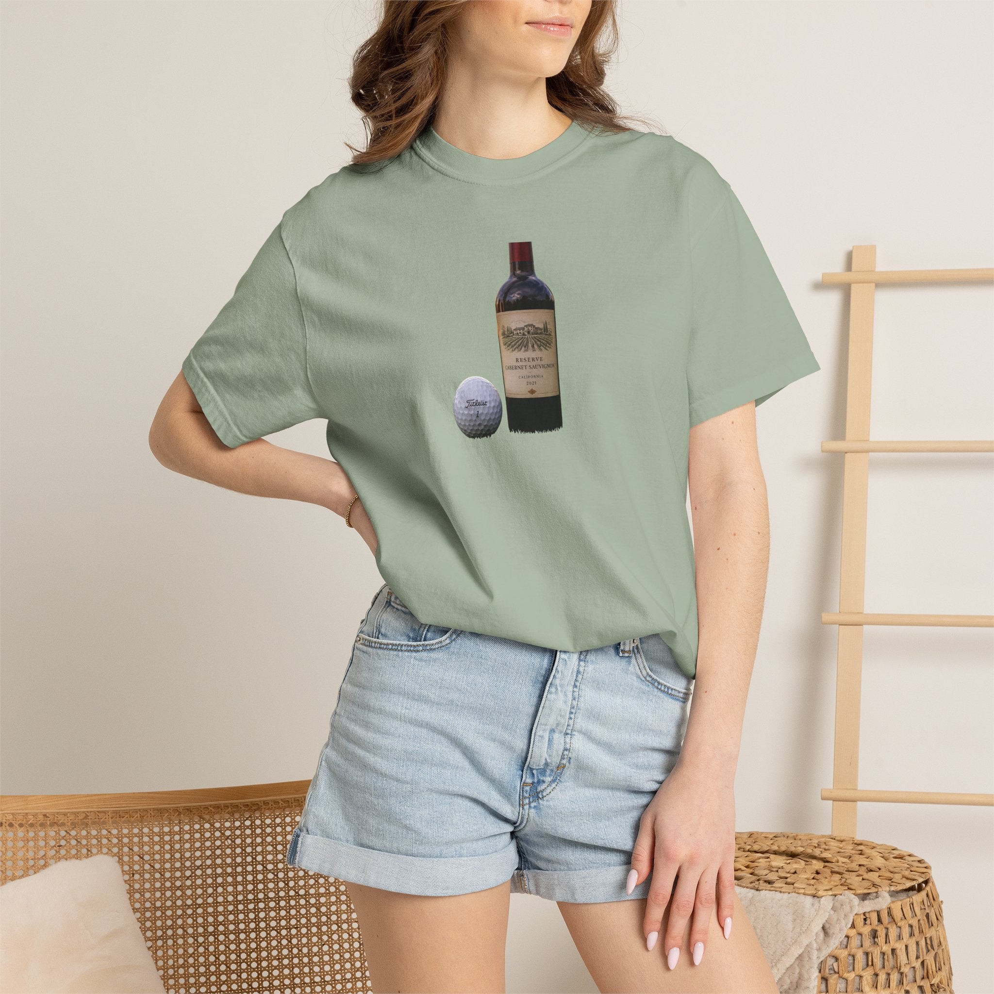 Golf & Wine Bottle T-Shirt Graphic - Perfect for Relaxing Evenings & Backyard Dinners, Late Night Conversations & Cozy Gatherings