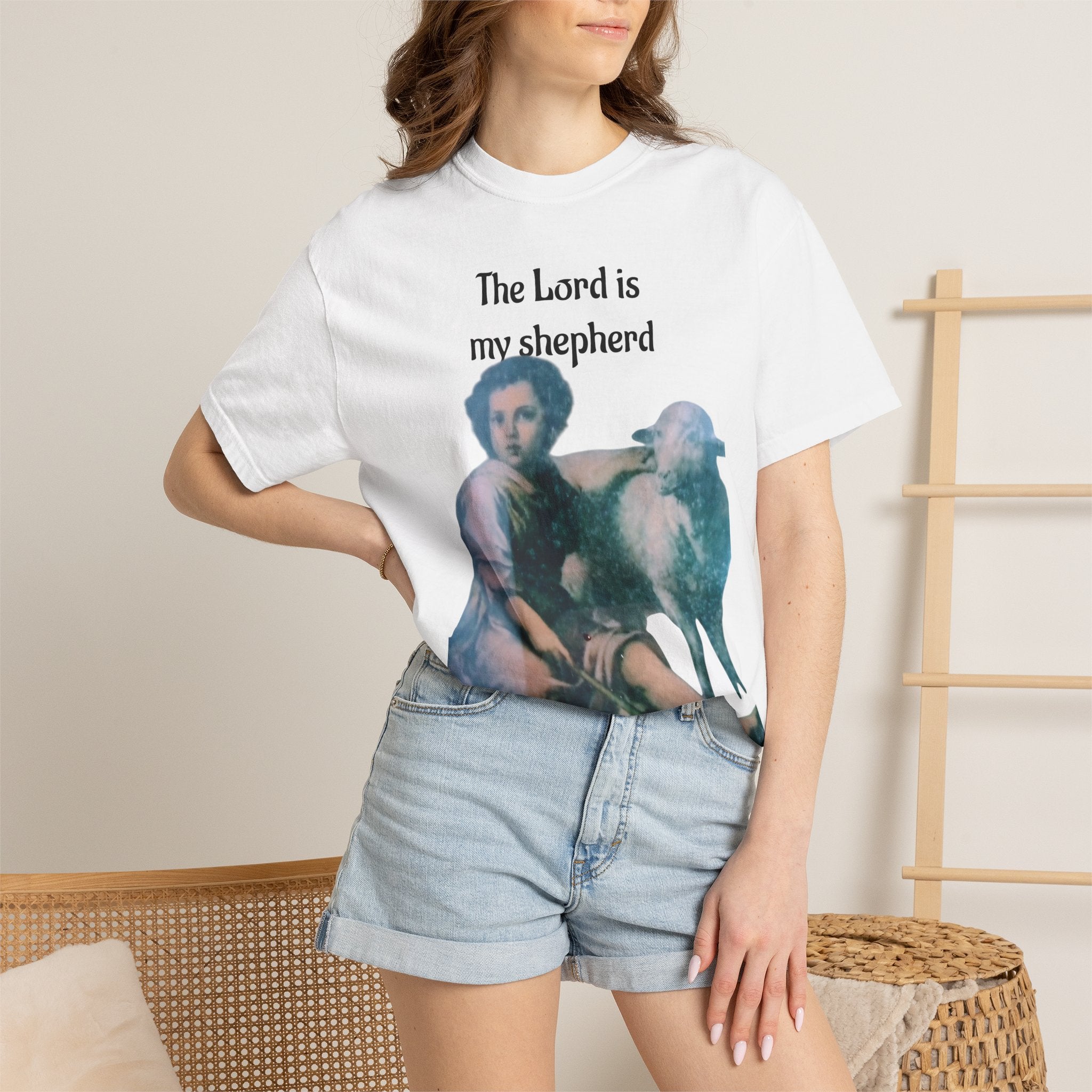 Child Jesus as Shepherd - Gothic T-Shirt with Simple & Expressive Design - Embrace a unique blend of faith and style