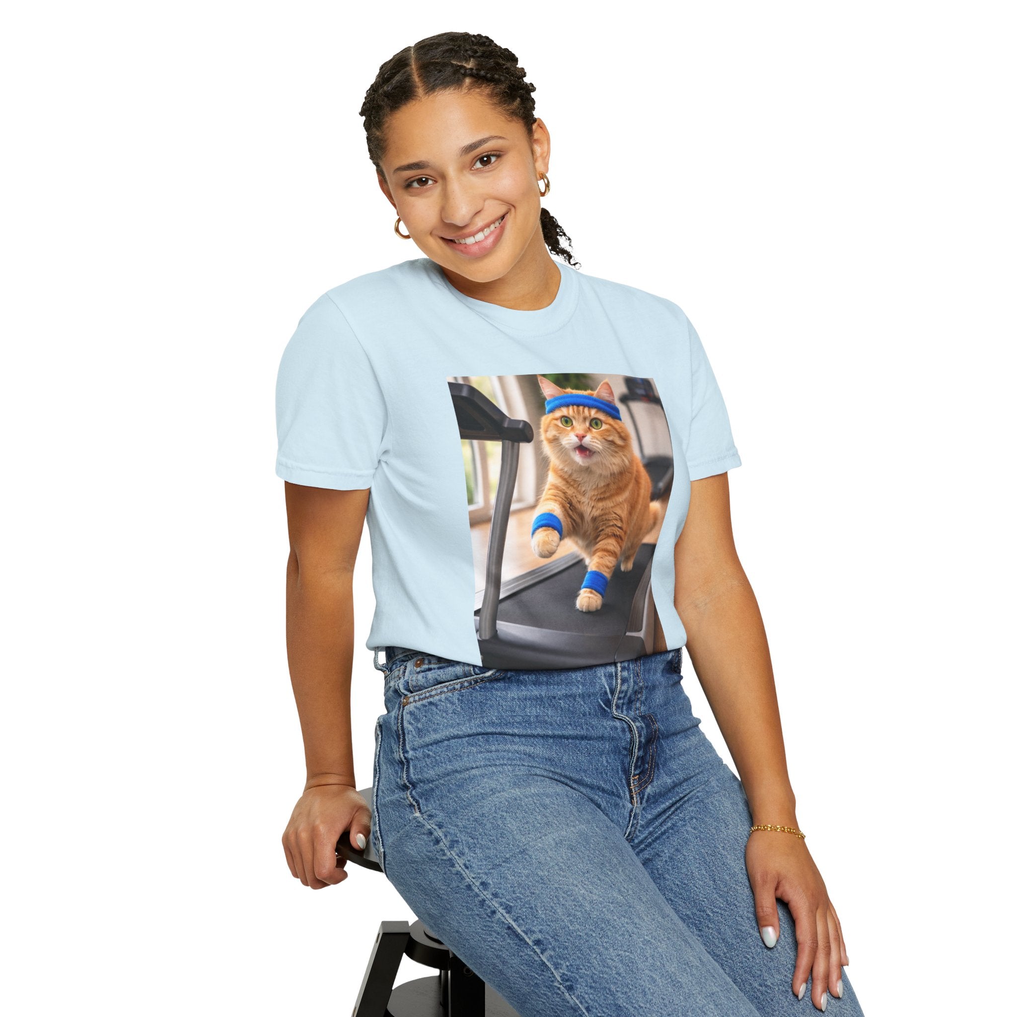 Cat on Treadmill T-Shirt — Funny Gym Cat Photo Tee - Wear it to lounge, run errands, or pair with layers for casual days when comfort and character matter
