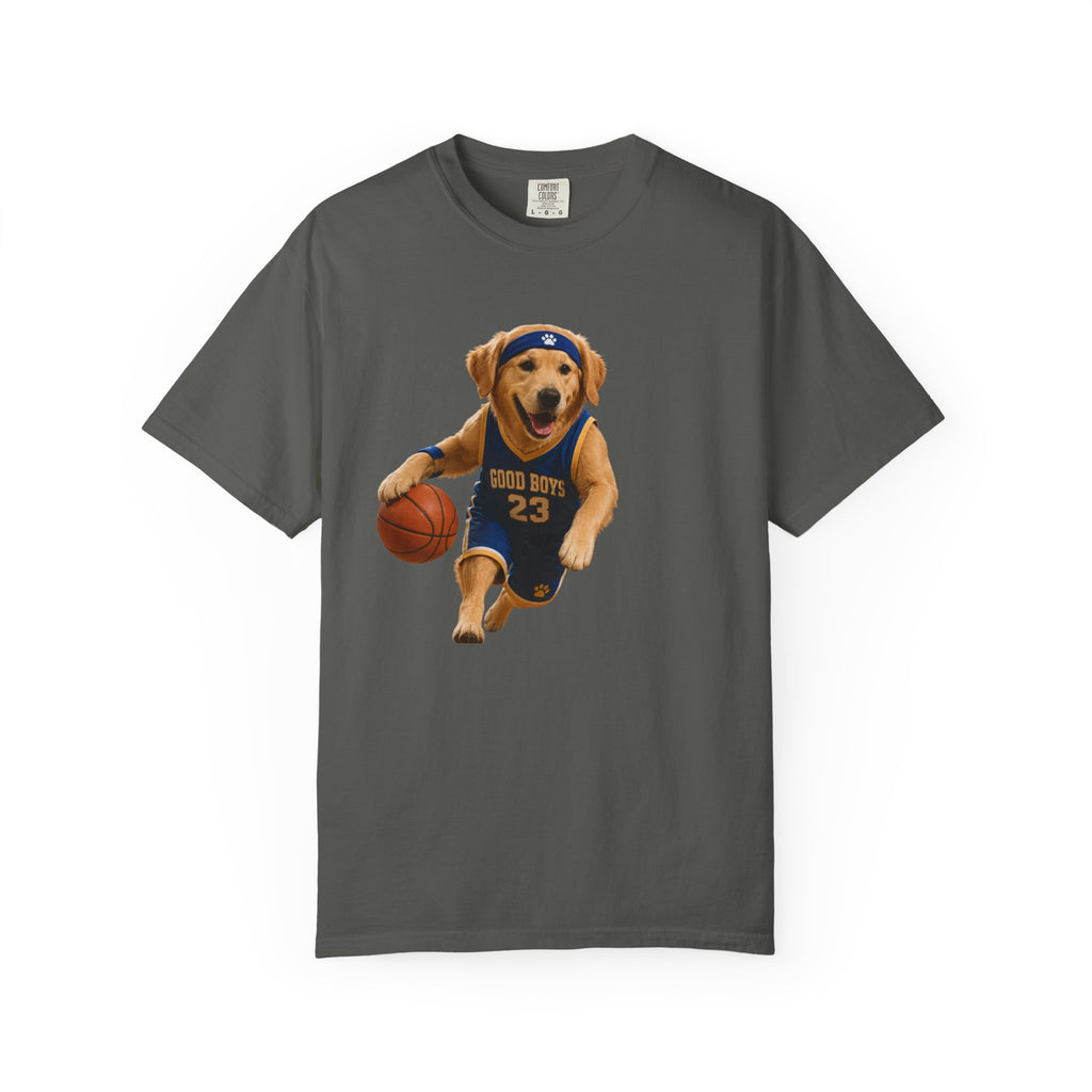 Jersey Pup Graphic Tee - Adorable Dog Playing Basketball for Sports Lovers, for Game Days & Weekend Hangouts
