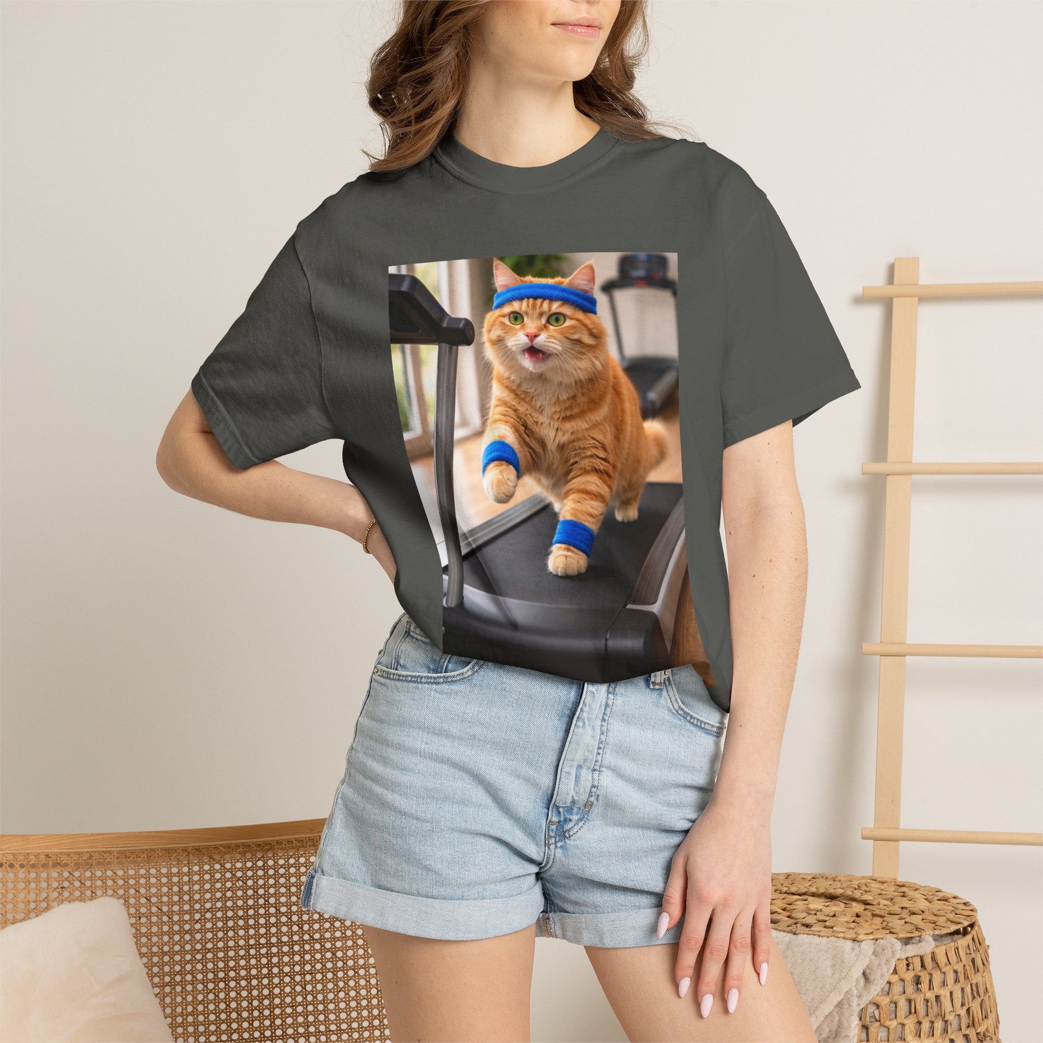 Cat on Treadmill T-Shirt — Funny Gym Cat Photo Tee - Wear it to lounge, run errands, or pair with layers for casual days when comfort and character matter.