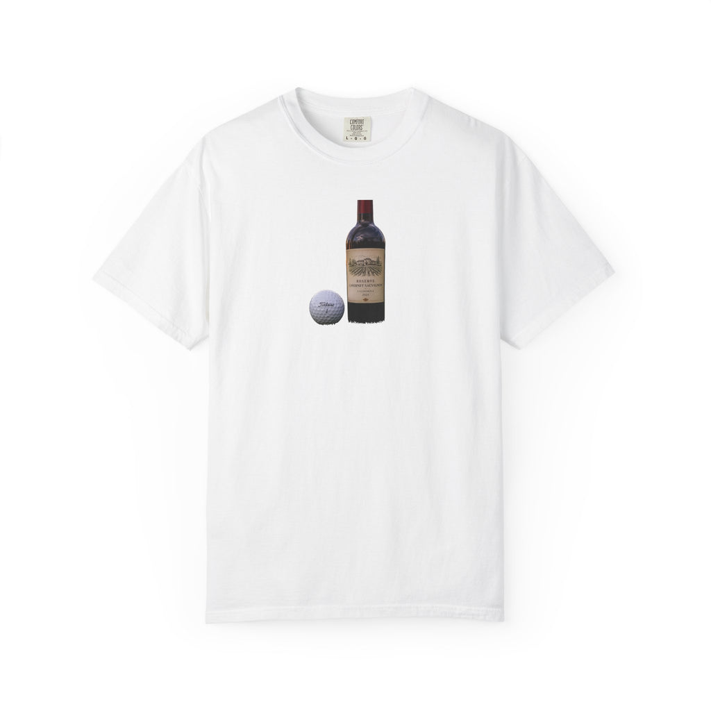 Golf & Wine Bottle T-Shirt Graphic - Perfect for Relaxing Evenings & Backyard Dinners, Late Night Conversations & Cozy Gatherings