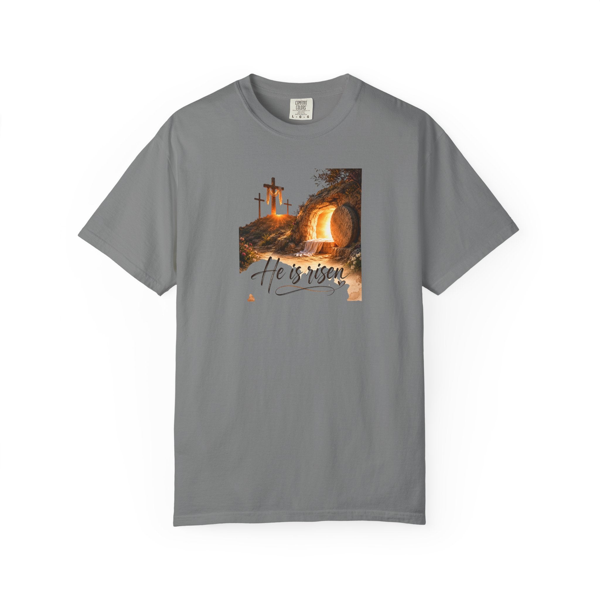 He Is Risen T-Shirt - a wearable reminder of hope and new beginnings.  Wear it to sunrise services, family gatherings,