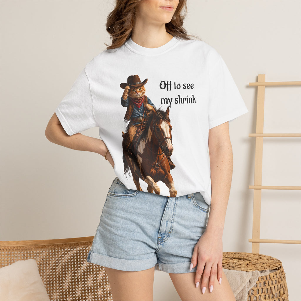 Cowboy Cat Riding Horse  Western Tee Humor - Wear it on trail rides and Casual Outings