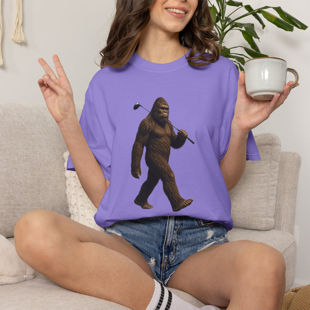 Golfing Bigfoot T-Shirt - Funny Sasquatch with Golf Club - Campfire Legend Tee for Weekend Adventures, Perfect for Campfire Stories