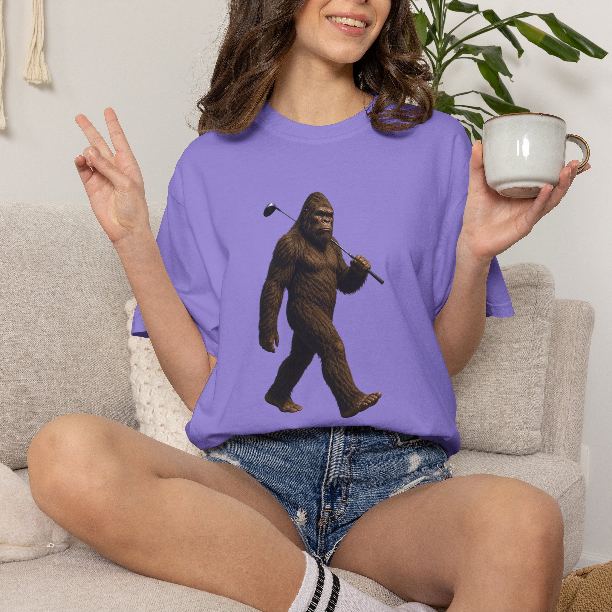 Golfing Bigfoot T-Shirt - Funny Sasquatch with Golf Club - Campfire Legend Tee for Weekend Adventures, Perfect for Campfire Stories