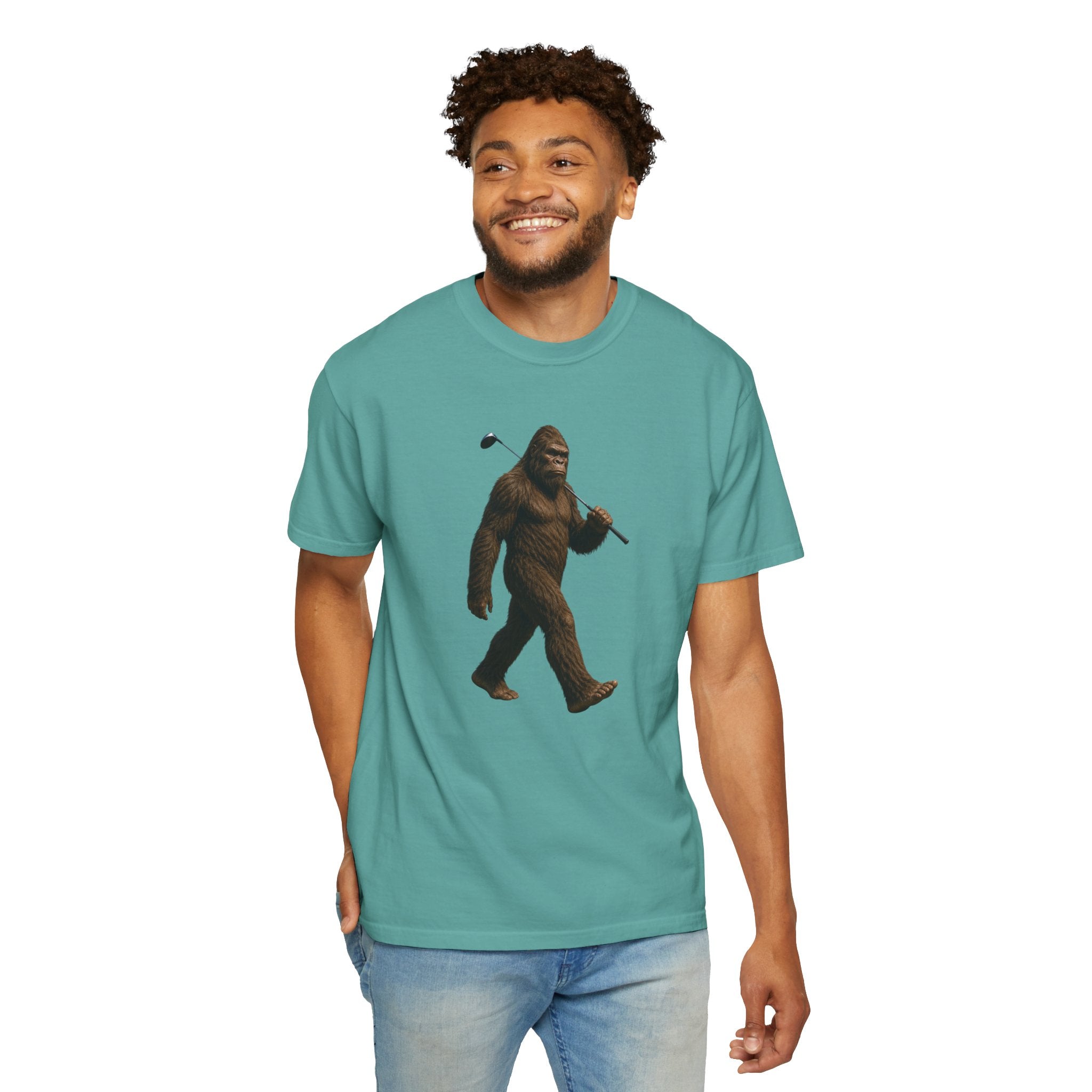 Golfing Bigfoot T-Shirt - Funny Sasquatch with Golf Club - Campfire Legend Tee for Weekend Adventures, Perfect for Campfire Stories