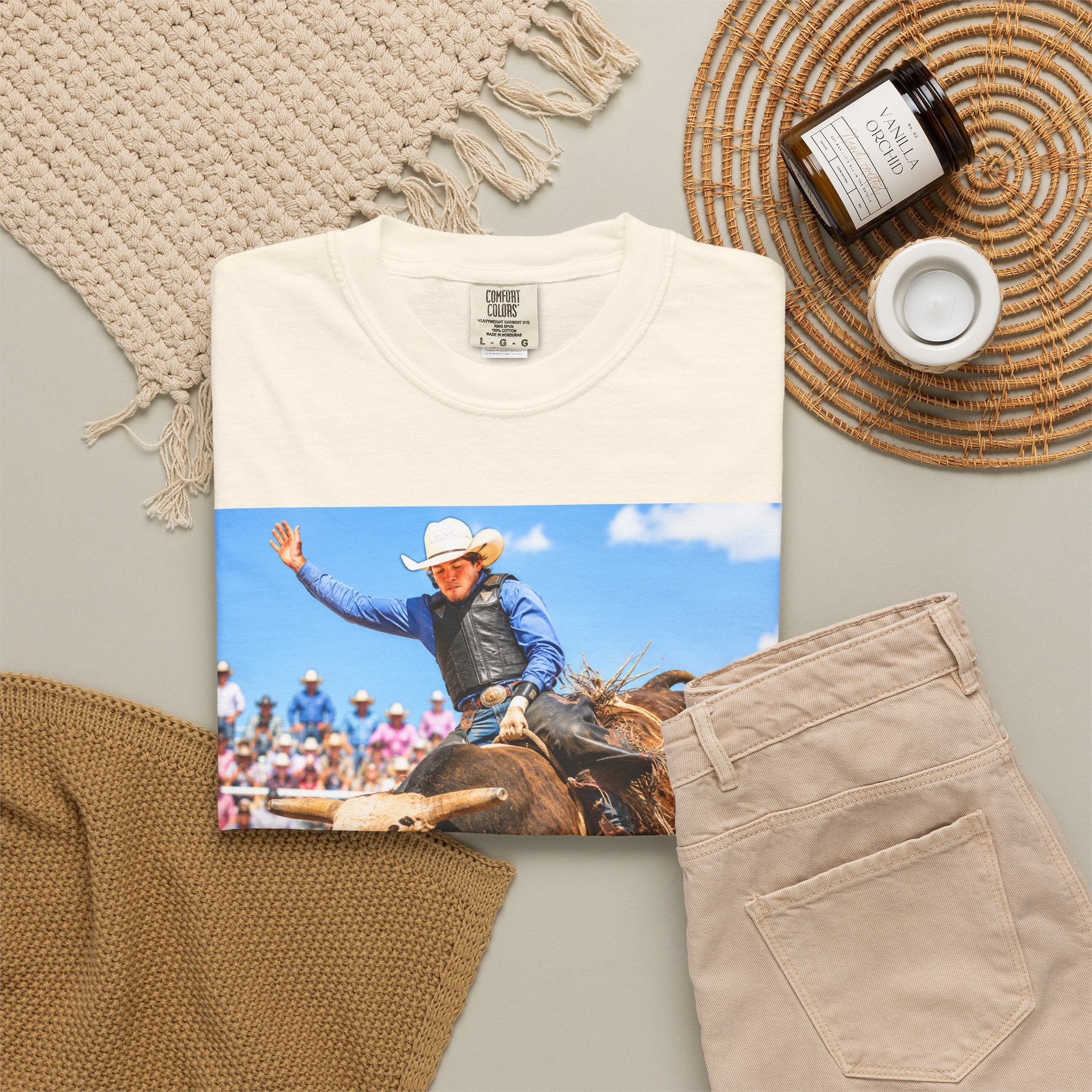 Bull Riding Rodeo Photo T-Shirt -  Experience the Rush in Style Cheerleading from Stands