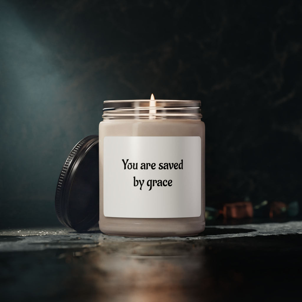 Soy Candle —  You are Saved by Grace - 9oz Inspirational Christian Candle -burns clean for 50–60 hours