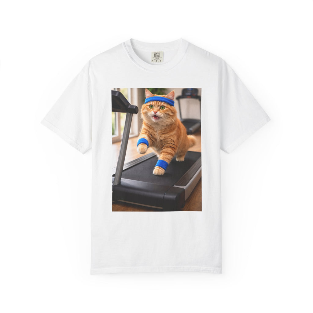 Cat on Treadmill T-Shirt — Funny Gym Cat Photo Tee - Wear it to lounge, run errands, or pair with layers for casual days when comfort and character matter