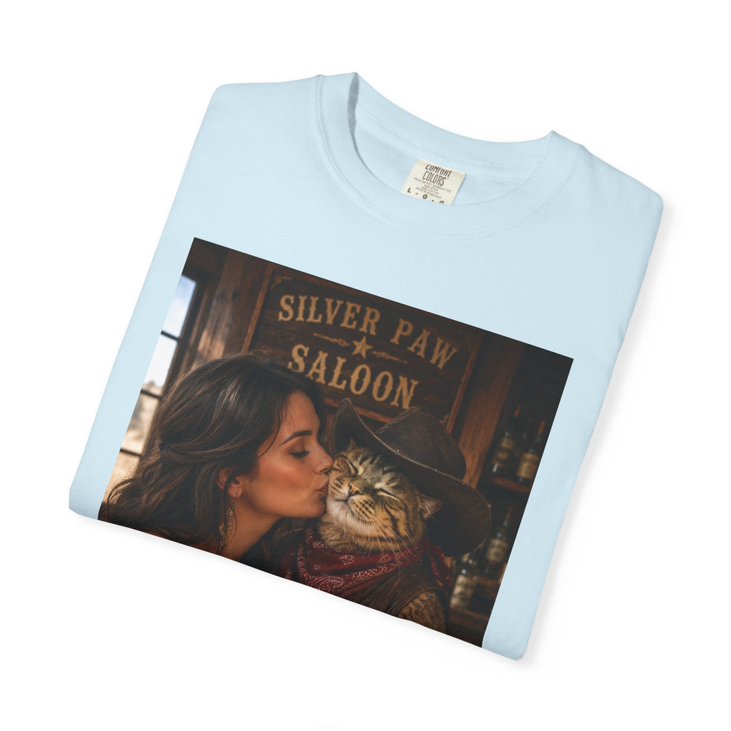Cowboy Cat T-Shirt – Charming Saloon Kiss By a Beautiful Lady Design
