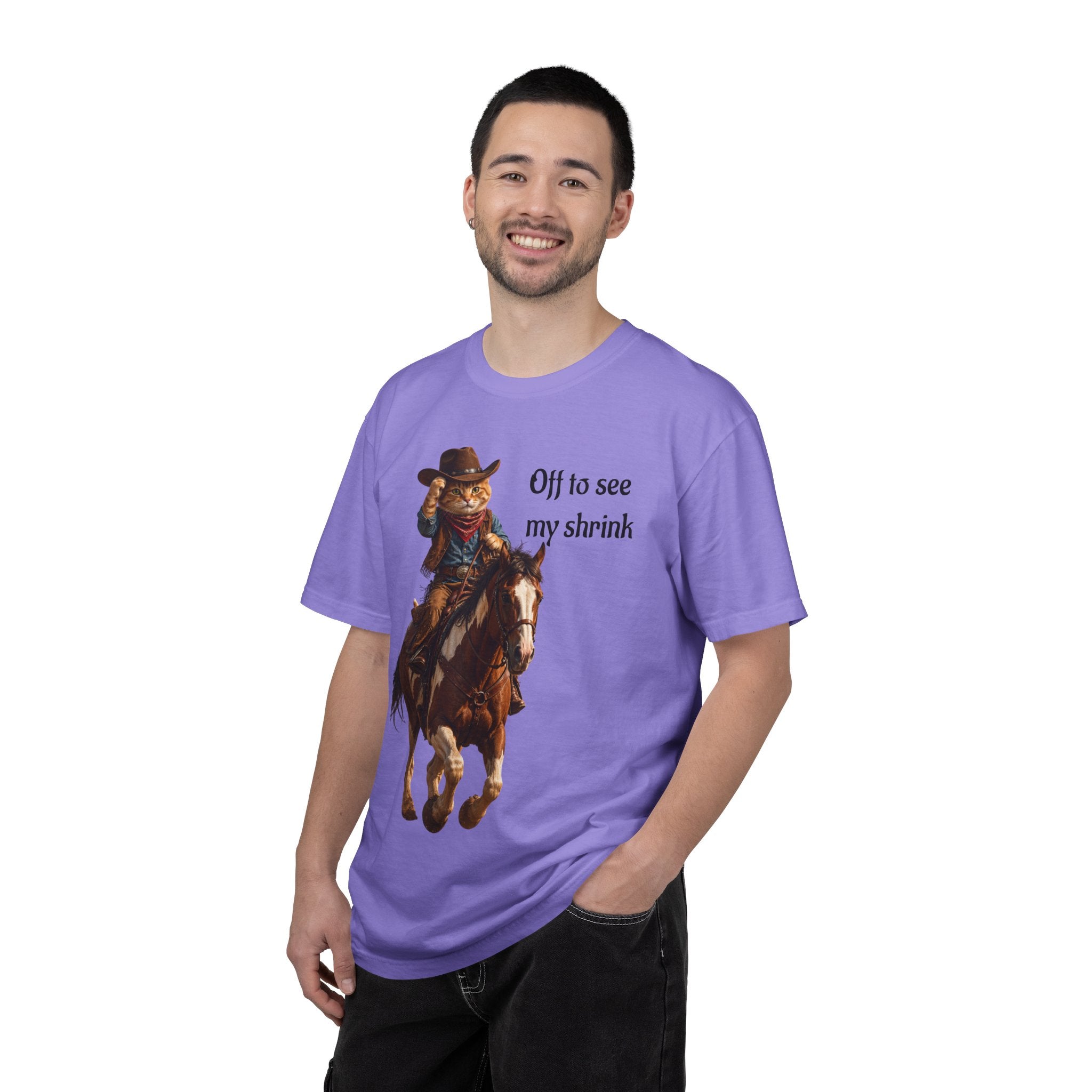 Cowboy Cat Riding Horse  Western Tee Humor - Wear it on trail rides and Casual Outings