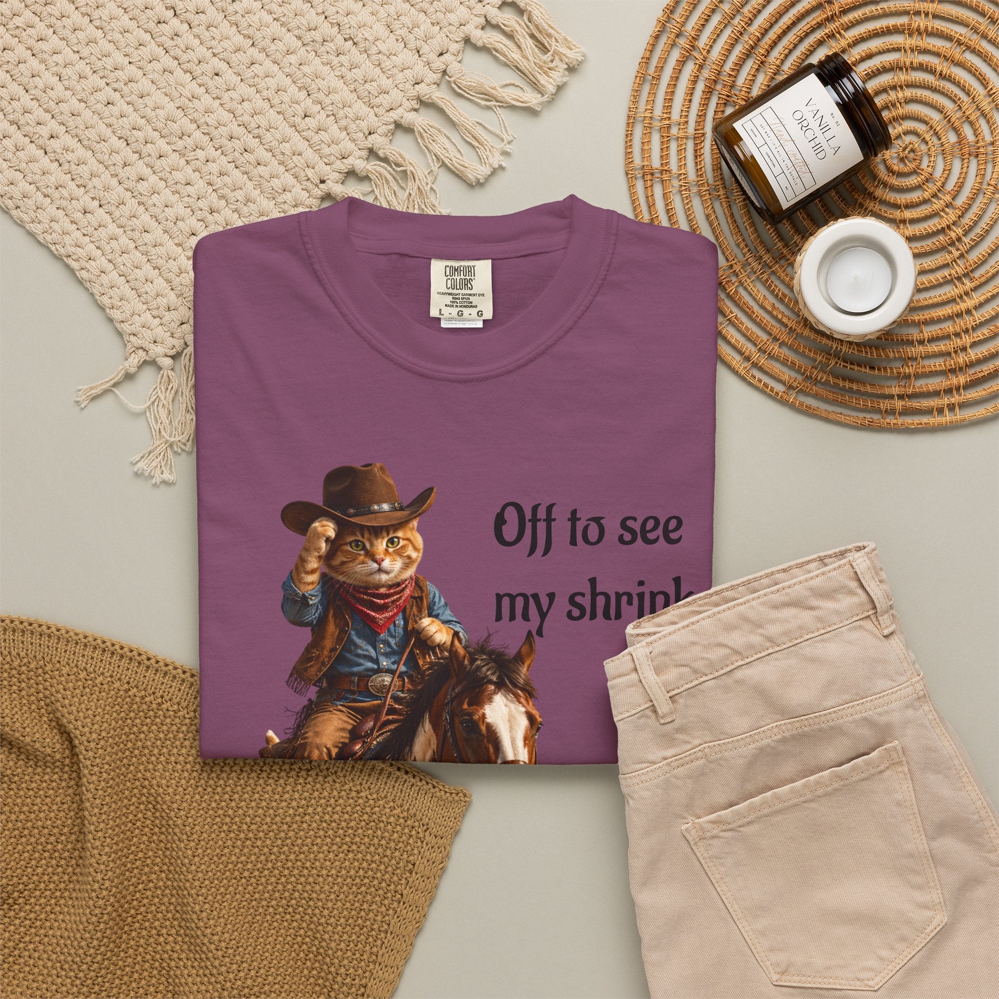 Cowboy Cat Riding Horse  Western Tee Humor - Wear it on trail rides and Casual Outings