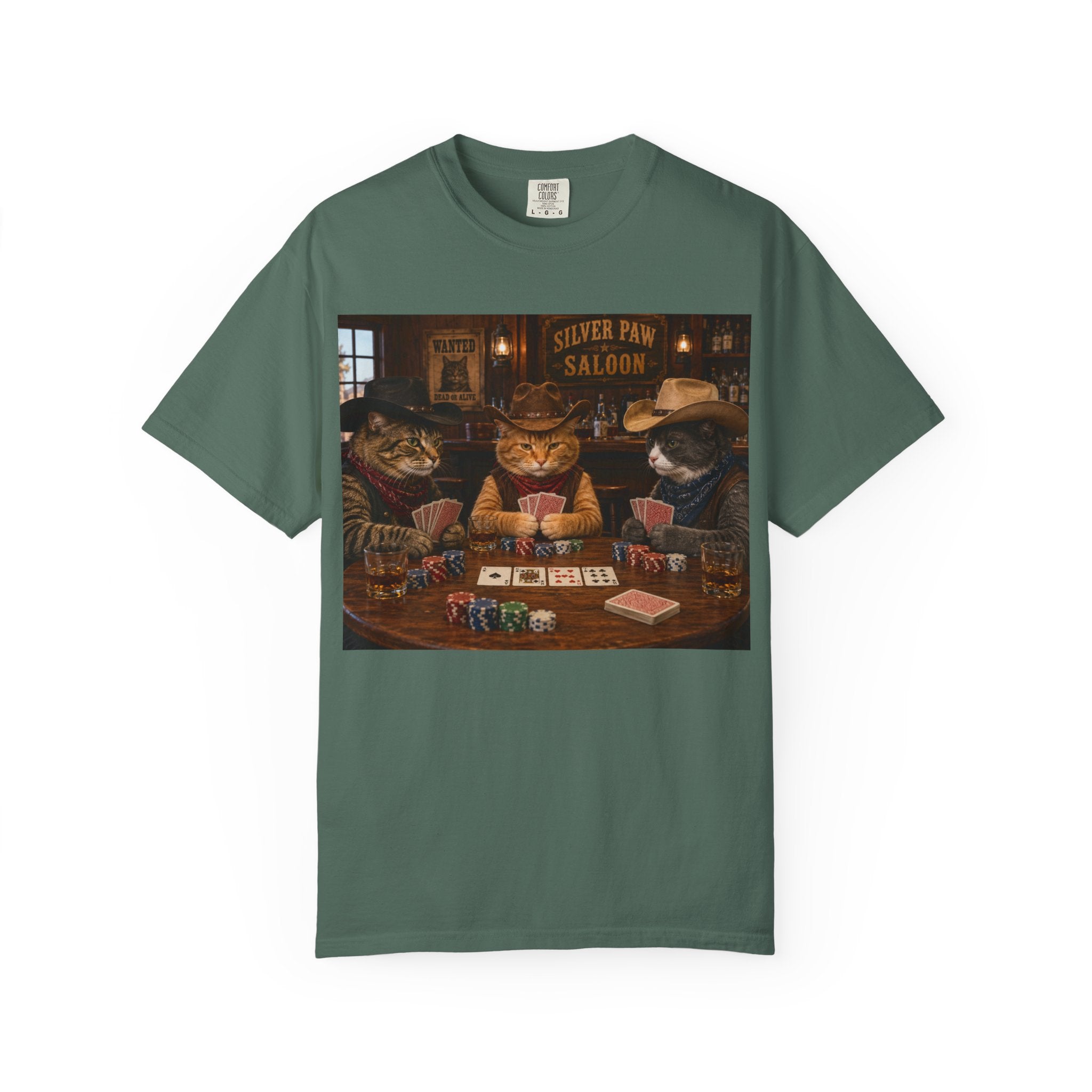 Cowboy Cats Poker Night T-Shirt - 'Gents Poker' Graphic Tee for Fun Conversations -  Perfect Tee for Laughs & Card Games
