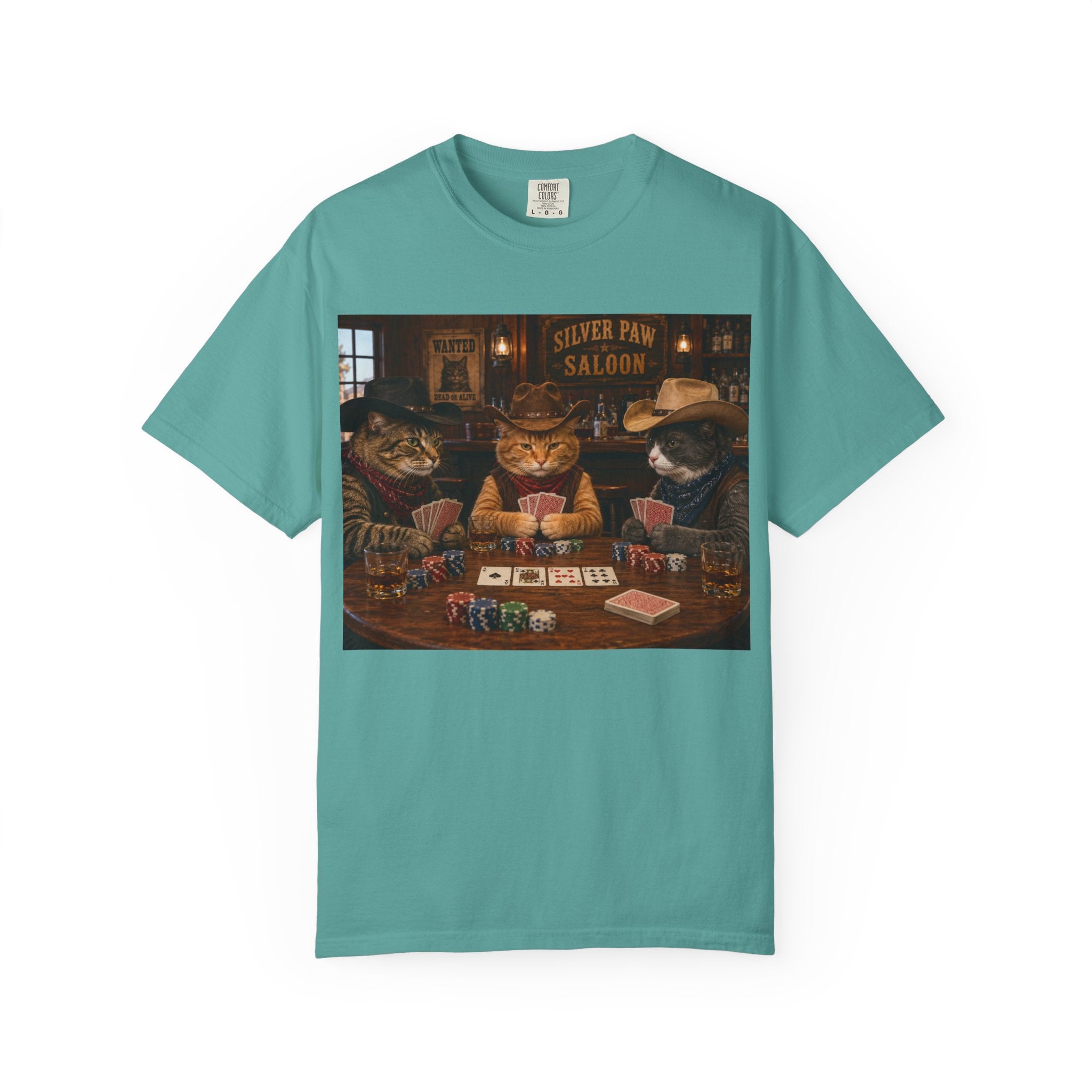 Cowboy Cats Poker Night T-Shirt - 'Gents Poker' Graphic Tee for Fun Conversations -  Perfect Tee for Laughs & Card Games