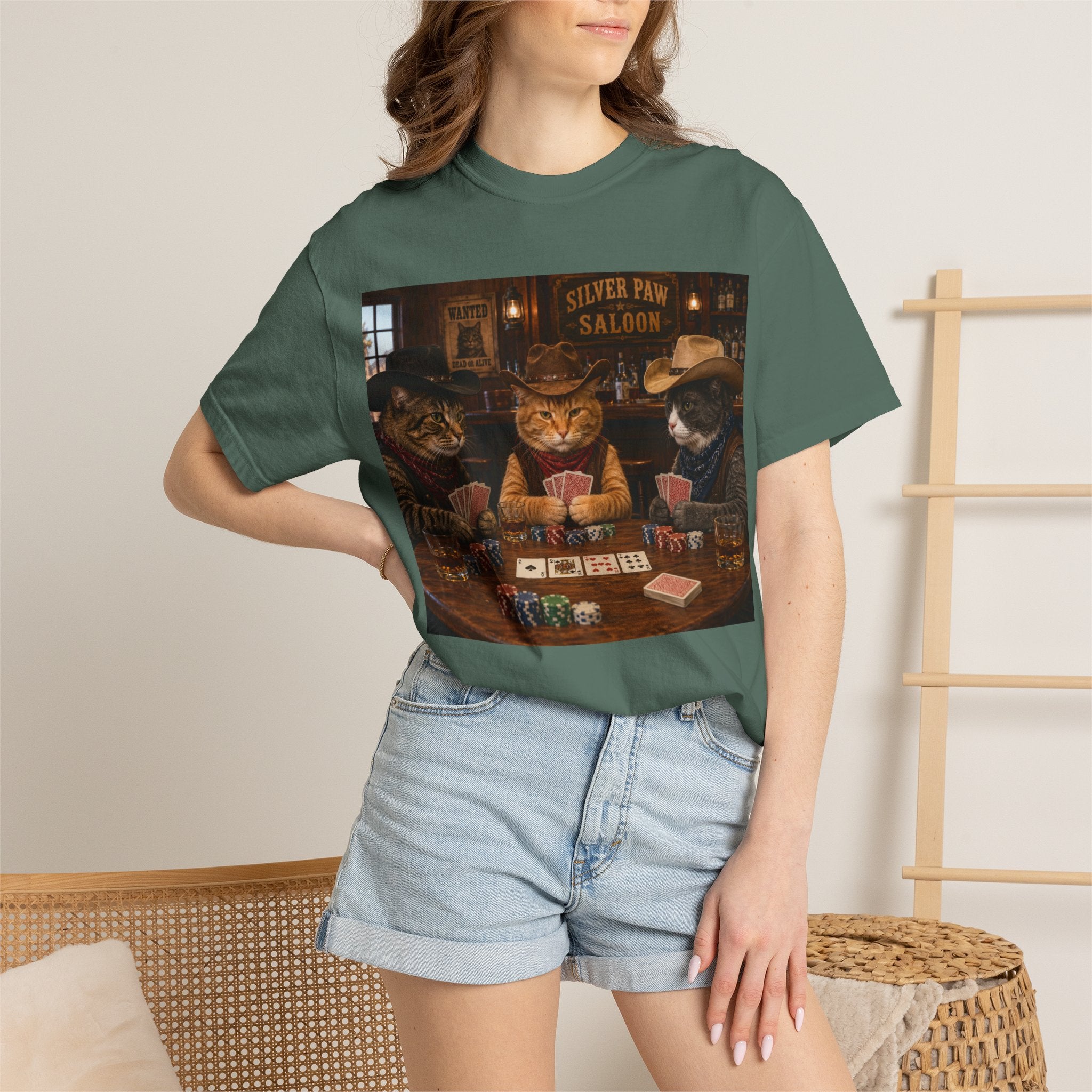 Cowboy Cats Poker Night T-Shirt - 'Gents Poker' Graphic Tee for Fun Conversations -  Perfect Tee for Laughs & Card Games