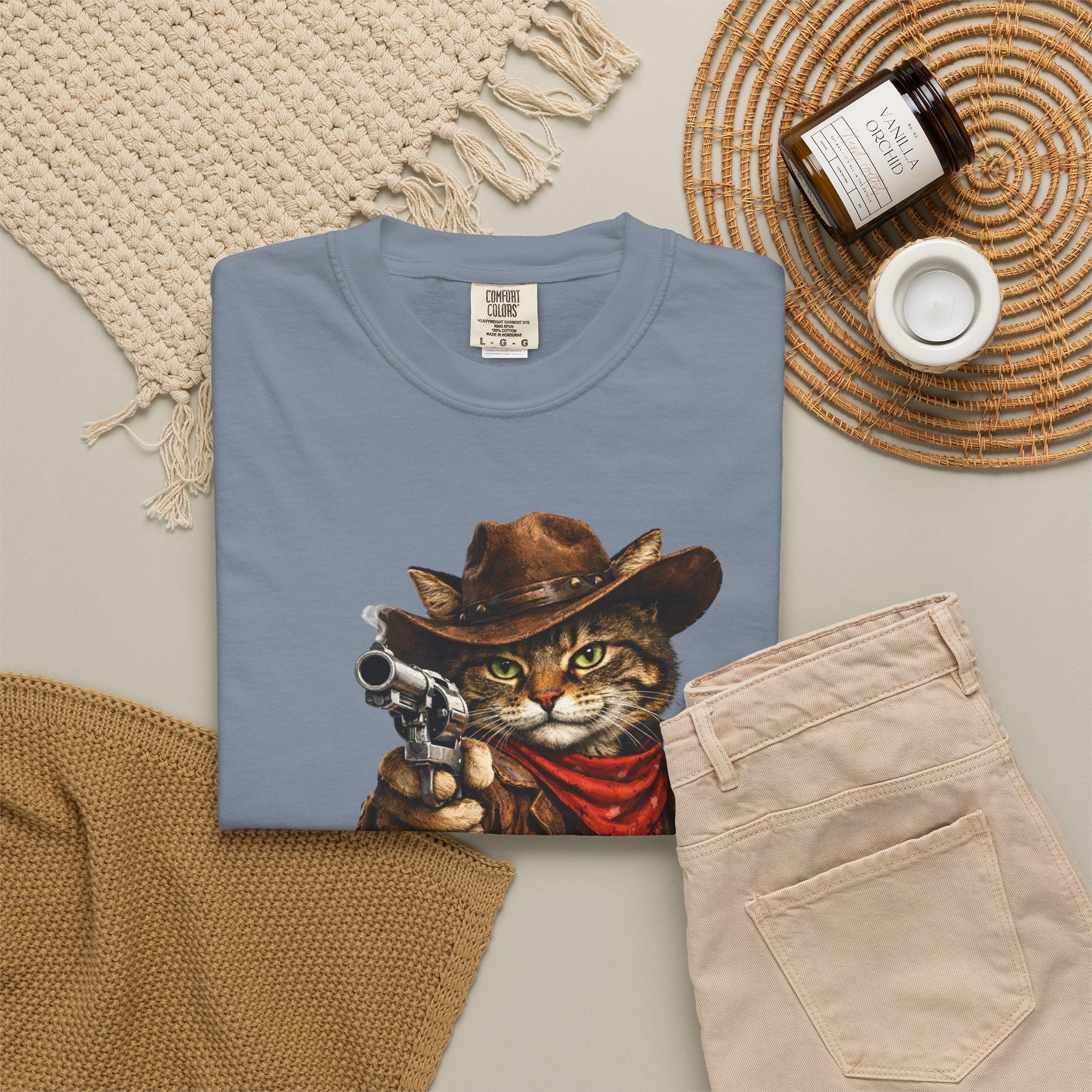 Funny T-Shirt Cowboy Cat Perfect for Cat Lovers, and Anyone with a Great Sense of Humor